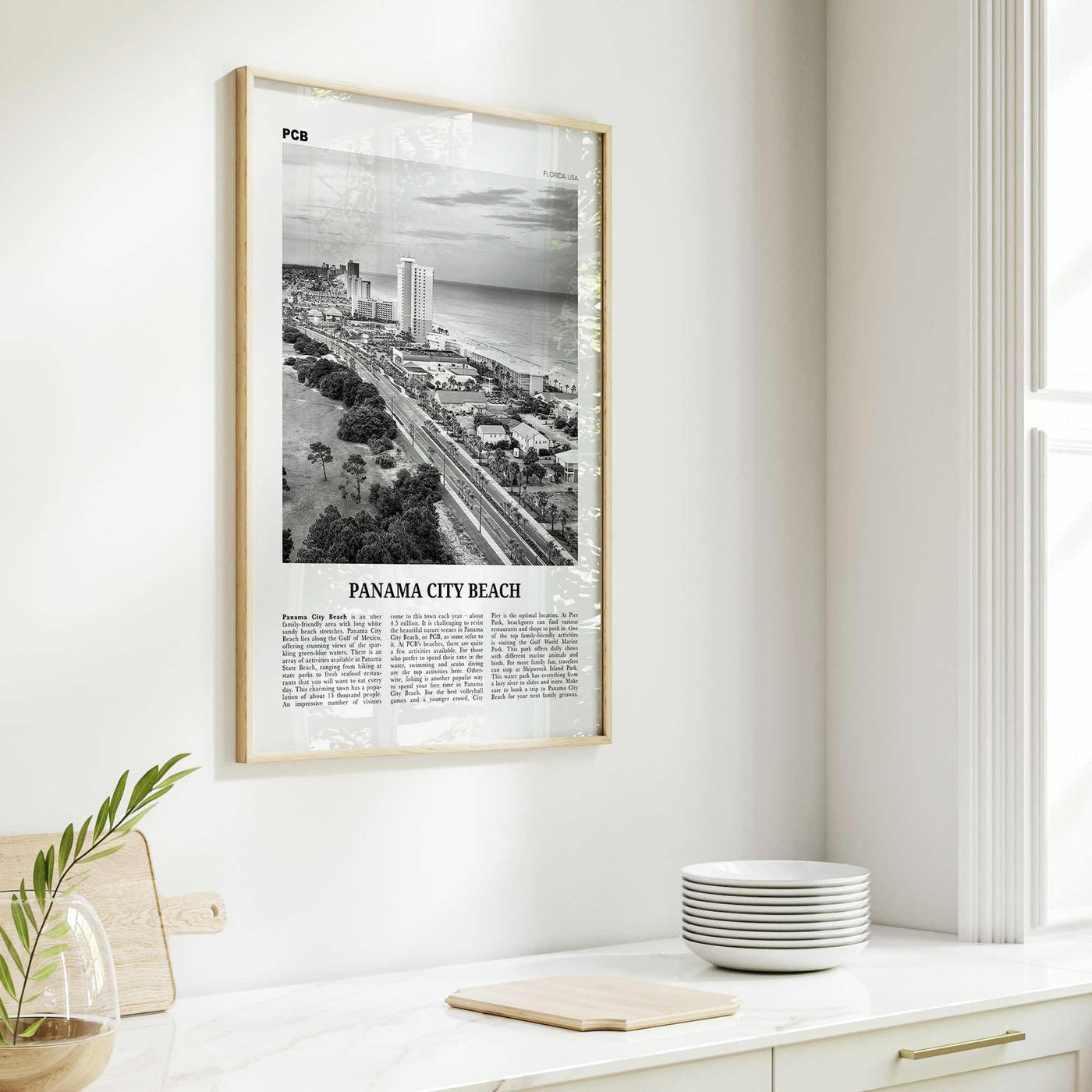 Panama City Beach Print Black and White Florida, Panama City Beach Wall Art, Panama City Beach Poster, Panama City Beach Photo, USA