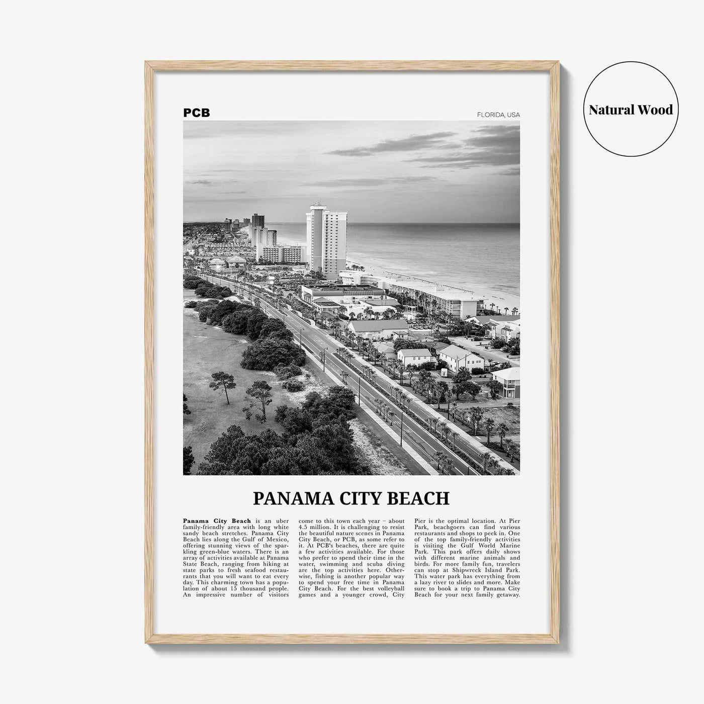 Panama City Beach Print Black and White Florida, Panama City Beach Wall Art, Panama City Beach Poster, Panama City Beach Photo, USA