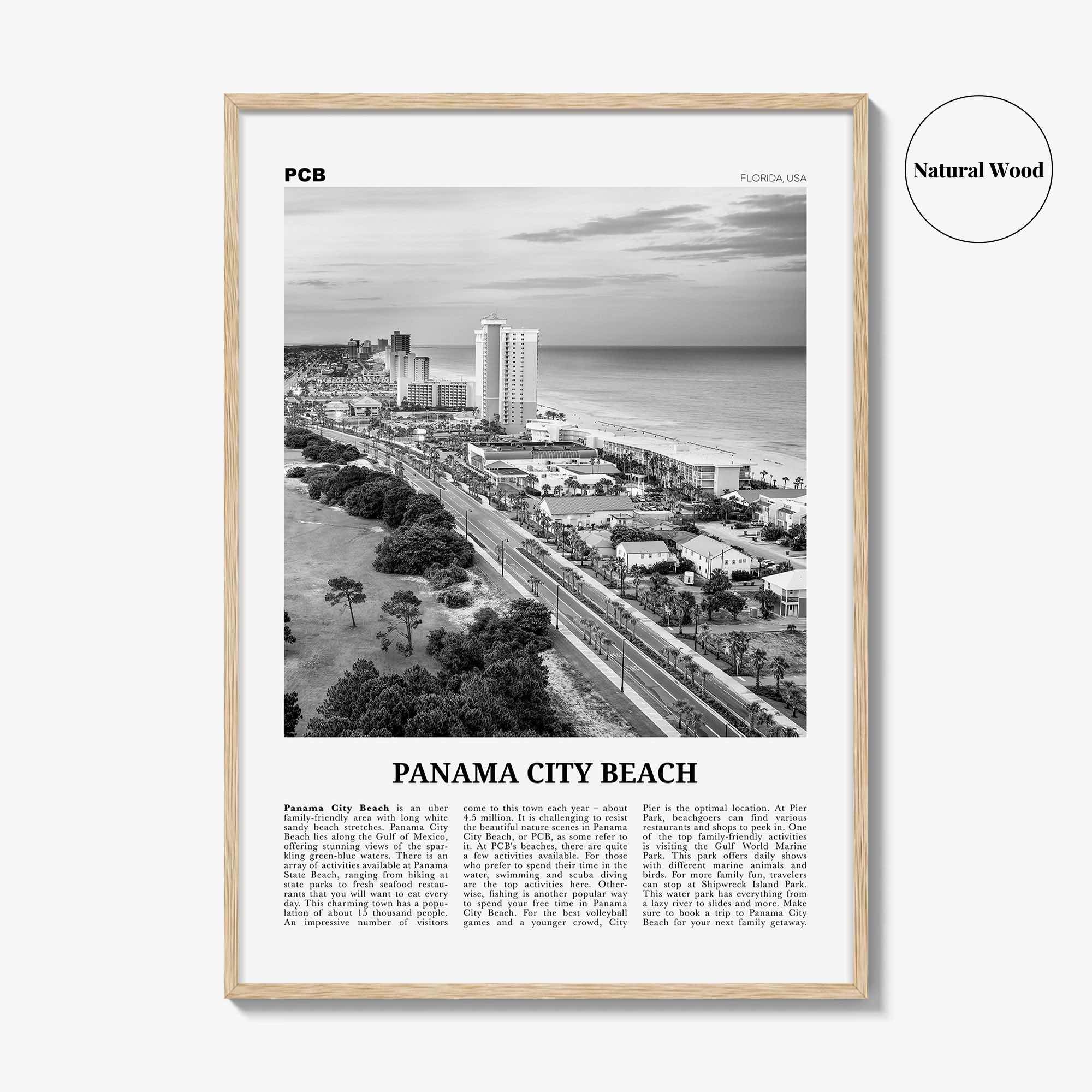 Panama City Beach Print Black and White Florida, Panama City Beach Wall Art, Panama City Beach Poster, Panama City Beach Photo, USA