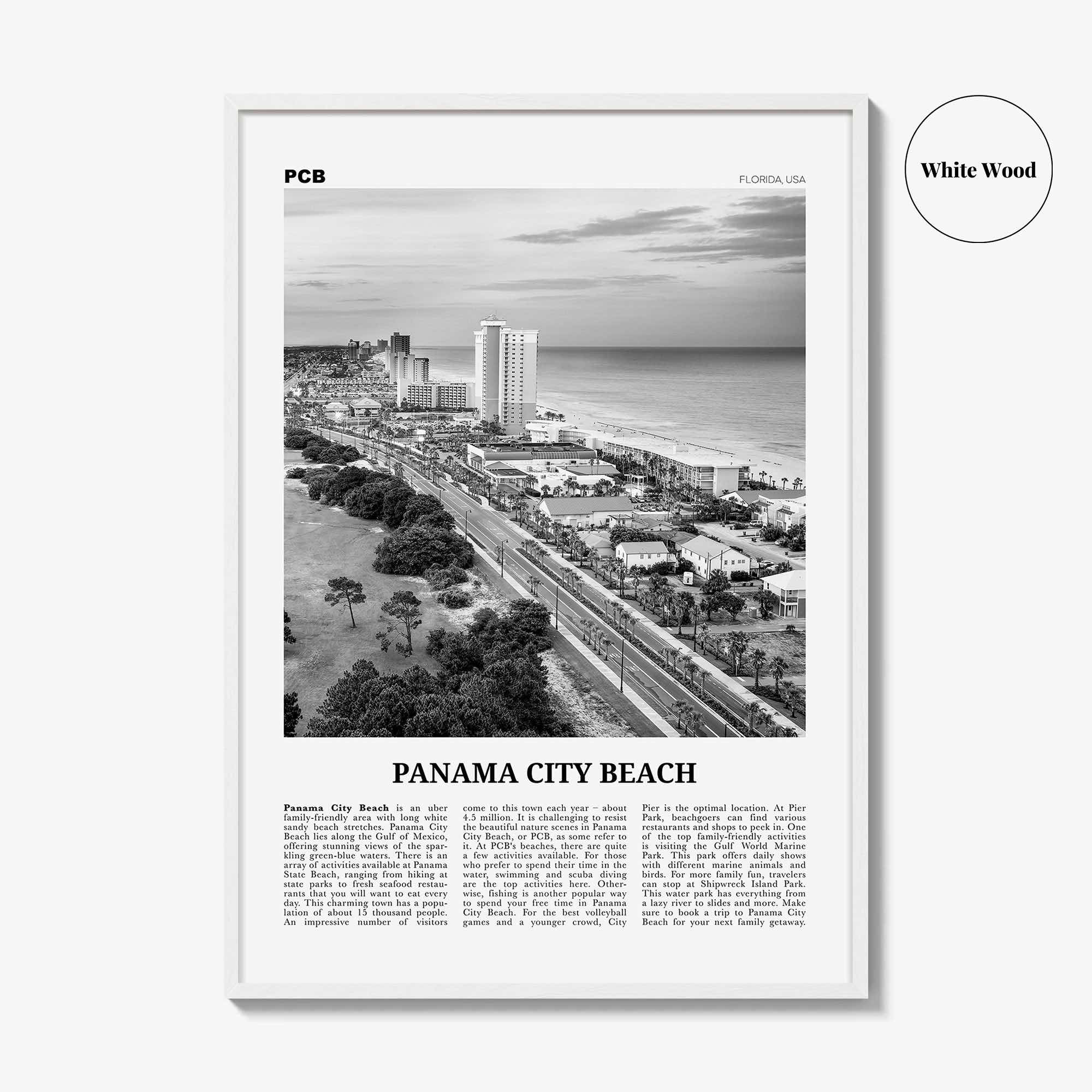 Panama City Beach Print Black and White Florida, Panama City Beach Wall Art, Panama City Beach Poster, Panama City Beach Photo, USA