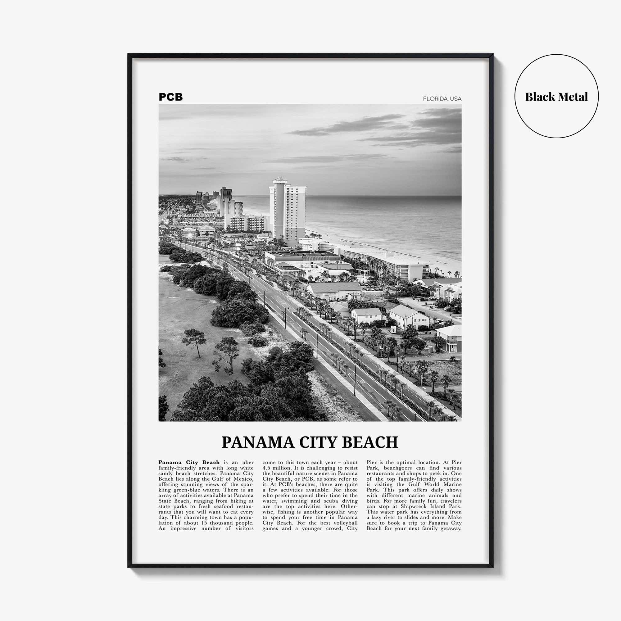 Panama City Beach Print Black and White Florida, Panama City Beach Wall Art, Panama City Beach Poster, Panama City Beach Photo, USA