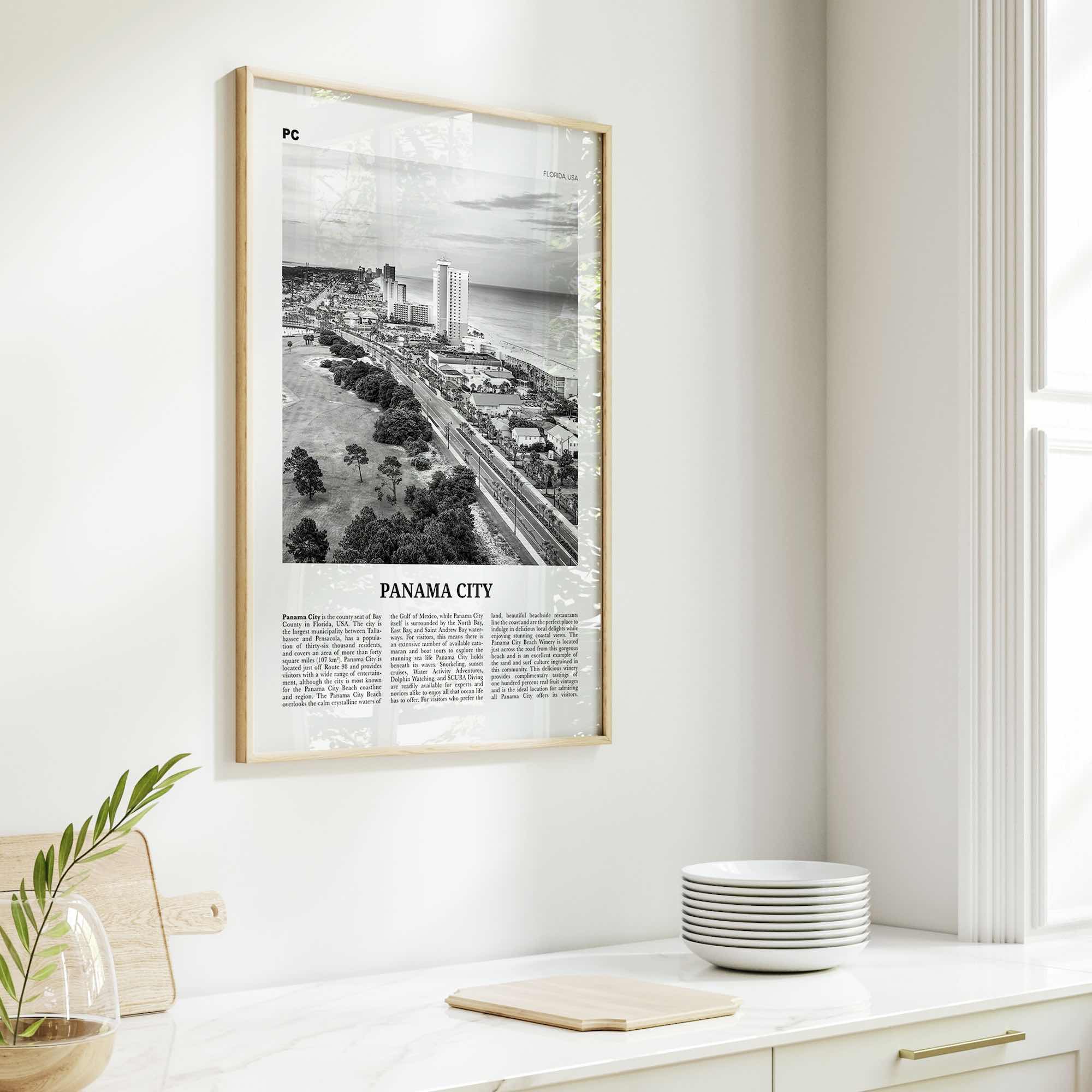 Panama City Print Black and White Florida, Panama City Wall Art, Panama City Poster, Panama City Photo, Panama City Map, USA, United States