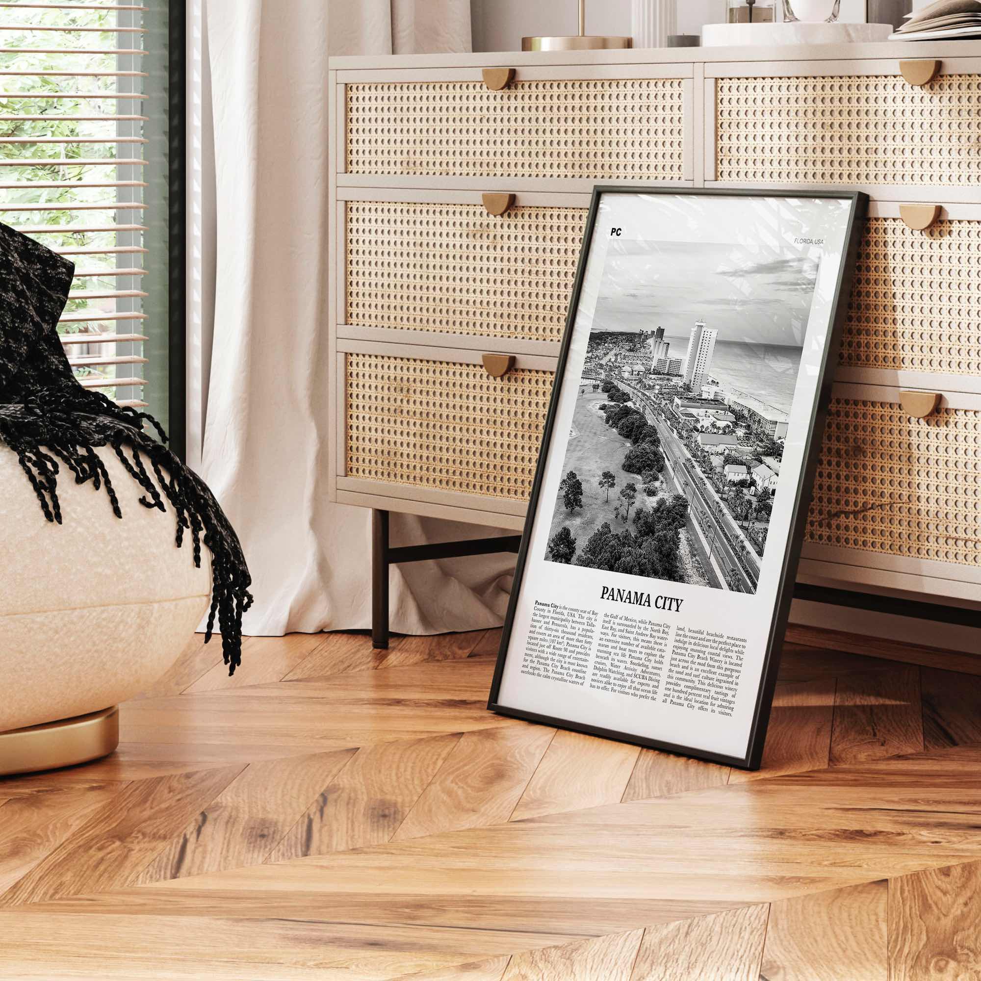 Panama City Print Black and White Florida, Panama City Wall Art, Panama City Poster, Panama City Photo, Panama City Map, USA, United States