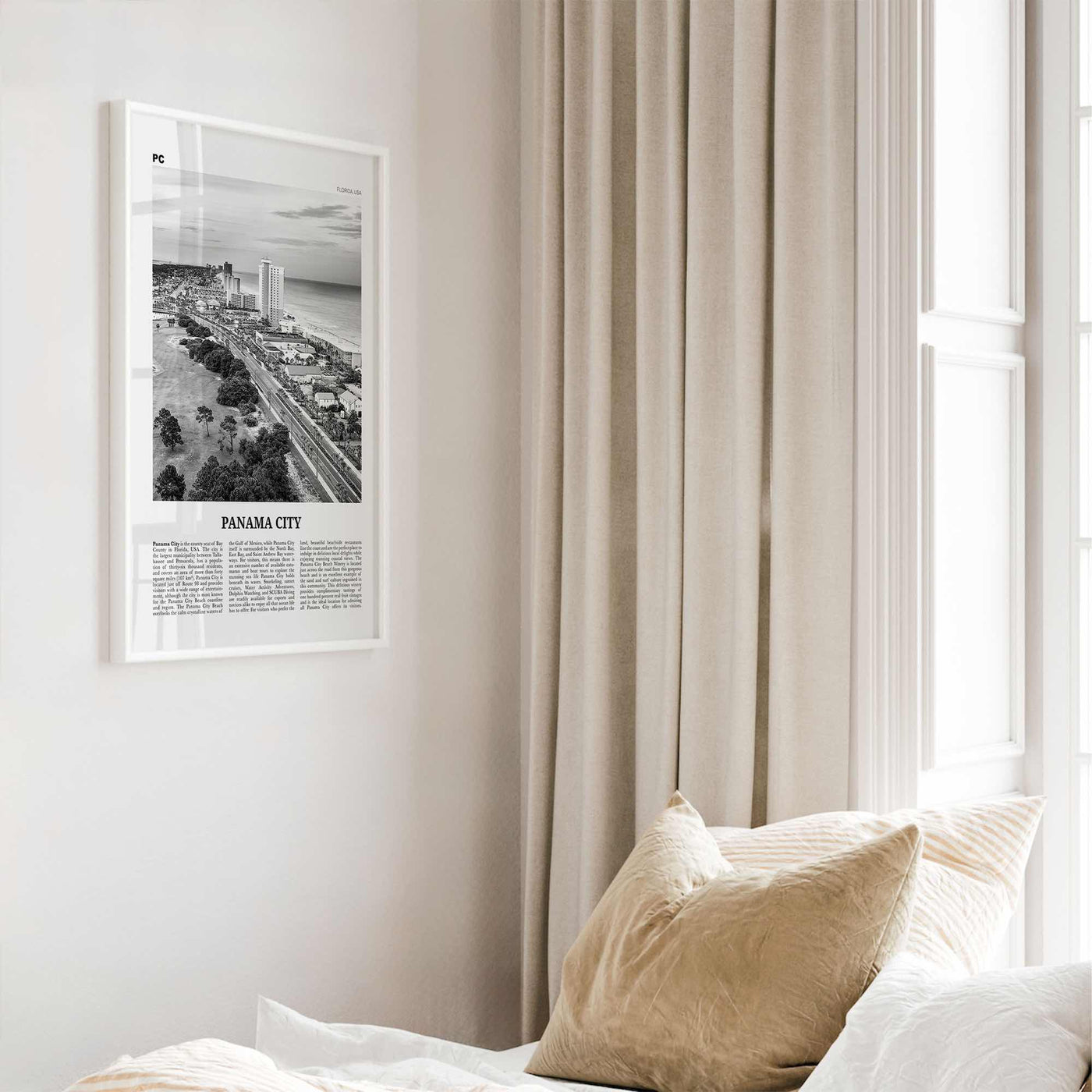 Panama City Print Black and White Florida, Panama City Wall Art, Panama City Poster, Panama City Photo, Panama City Map, USA, United States