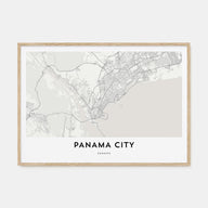 Panama City, Panama Map Landscape Poster