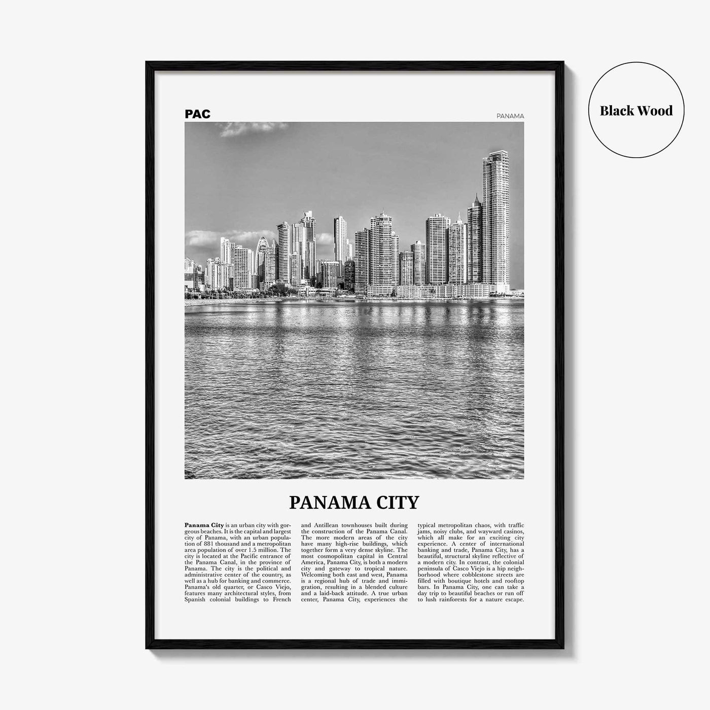 Panama City Print Black and White Panama No 1, Panama City Wall Art, Panama City Poster, Panama City, Ciudad de Panamá Posters, Panama