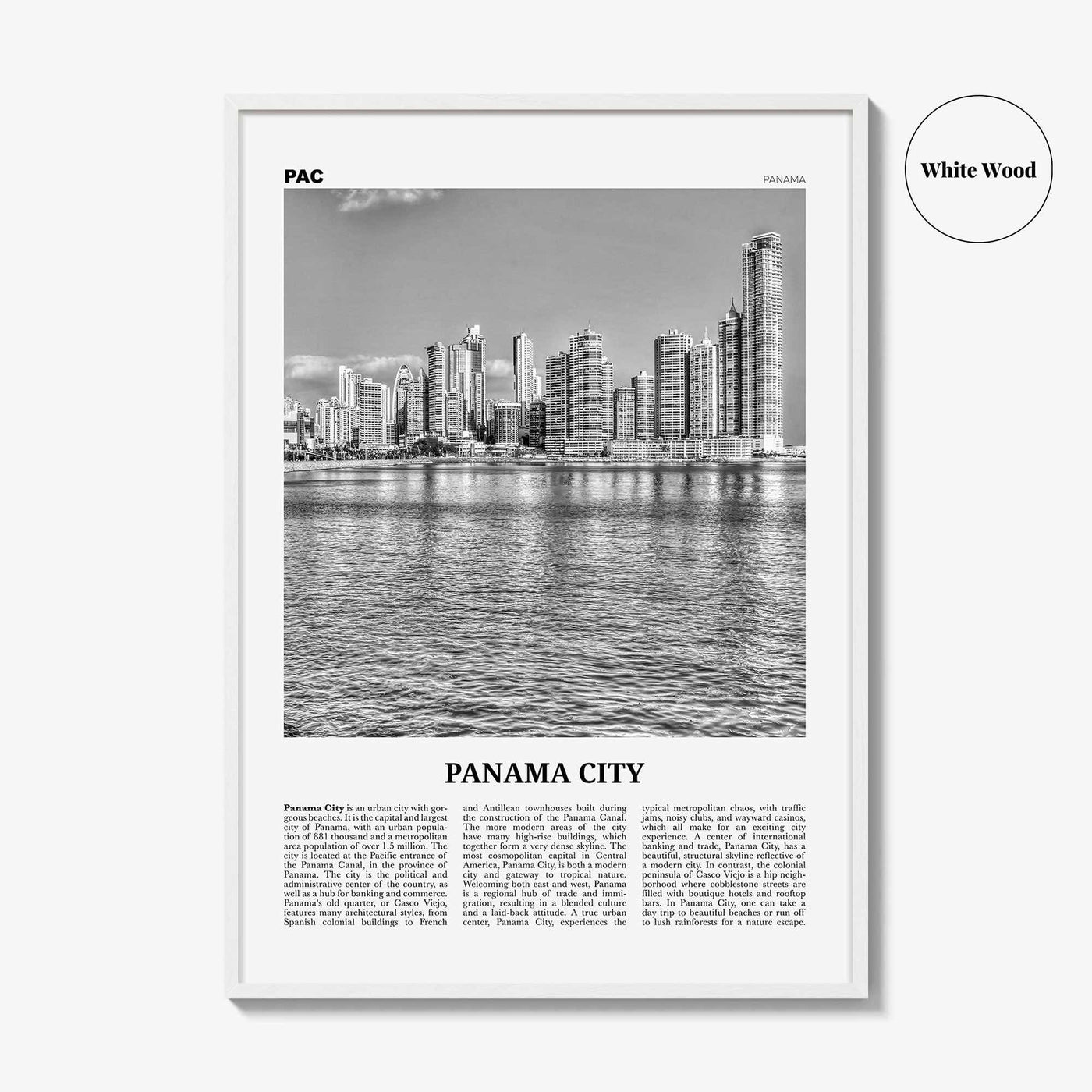 Panama City Print Black and White Panama No 1, Panama City Wall Art, Panama City Poster, Panama City, Ciudad de Panamá Posters, Panama