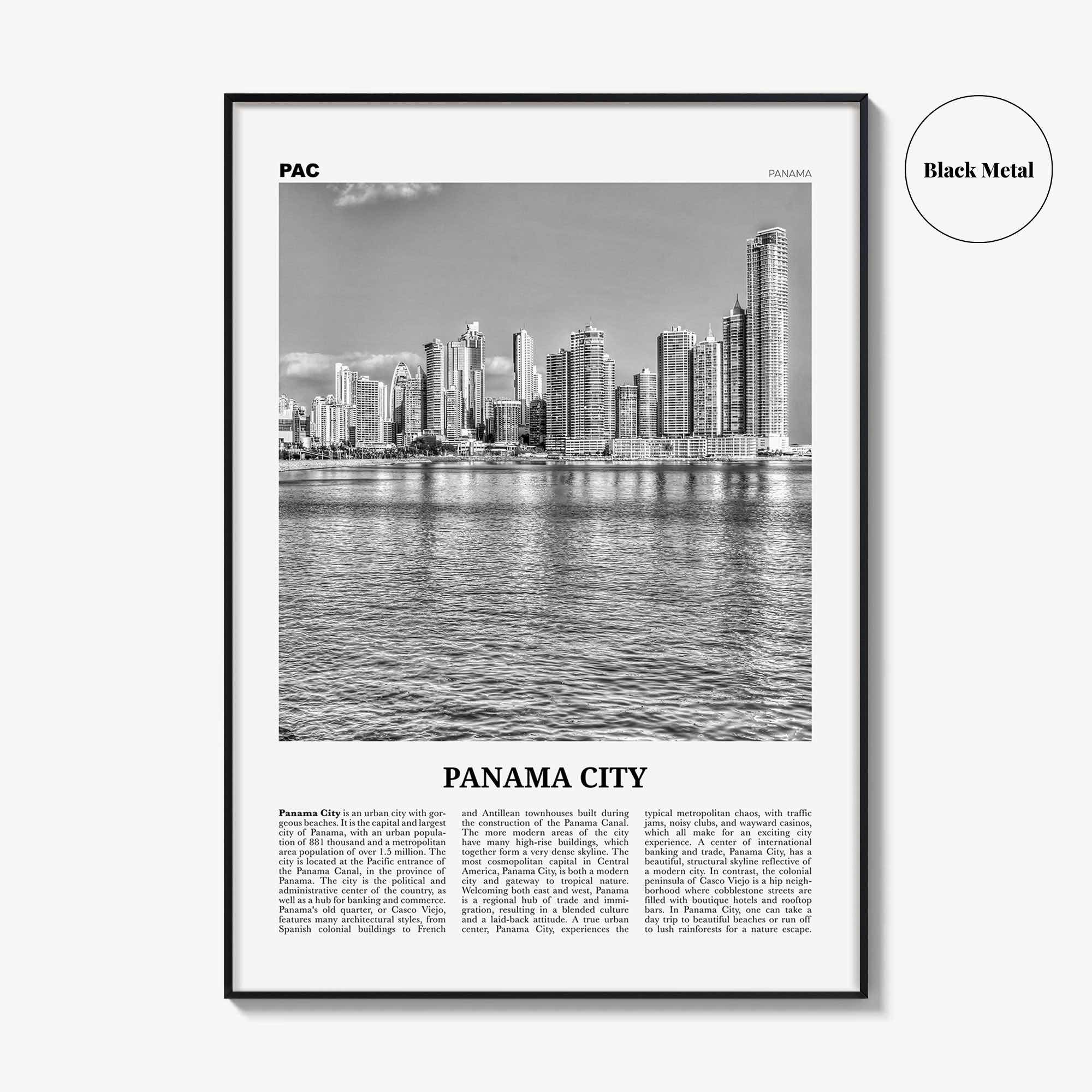 Panama City Print Black and White Panama No 1, Panama City Wall Art, Panama City Poster, Panama City, Ciudad de Panamá Posters, Panama