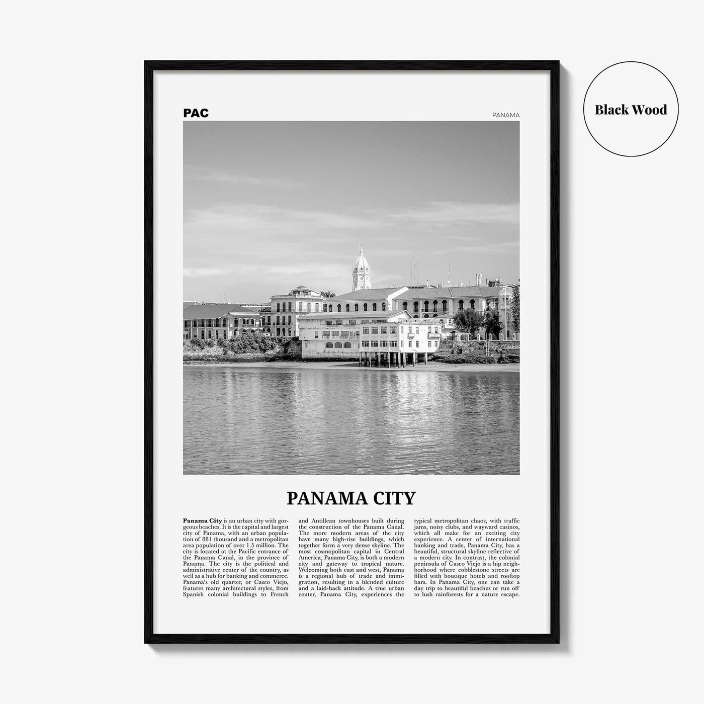 Panama City Print Black and White Panama No 2, Panama City Wall Art, Panama City Poster, Panama City, Ciudad de Panamá Posters, Panama