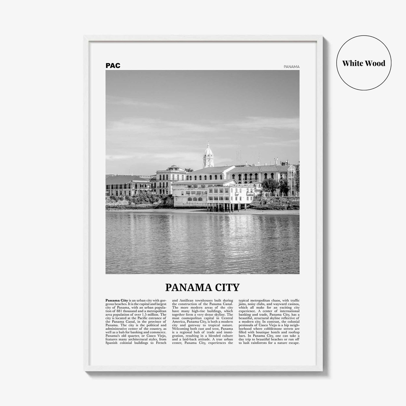Panama City Print Black and White Panama No 2, Panama City Wall Art, Panama City Poster, Panama City, Ciudad de Panamá Posters, Panama