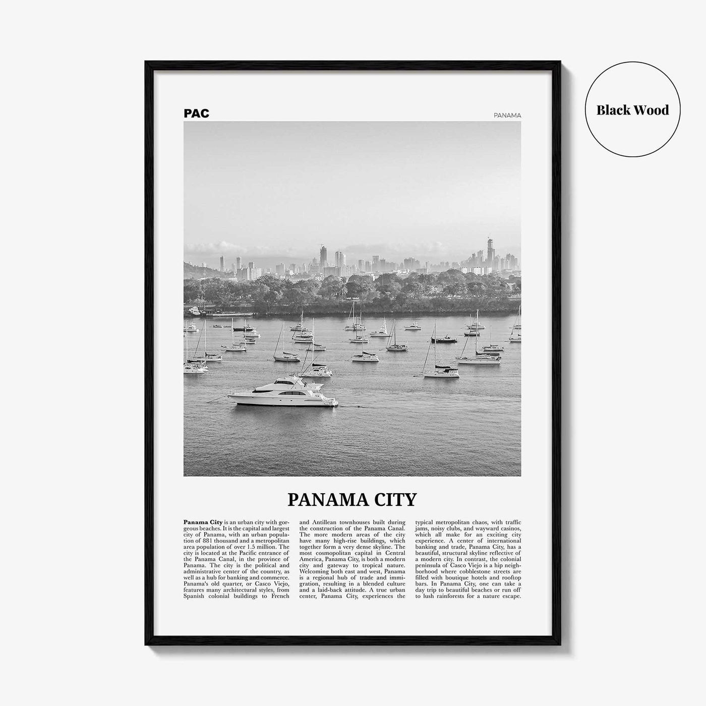 Panama City Print Black and White Panama No 3, Panama City Wall Art, Panama City Poster, Panama City, Ciudad de Panamá Posters, Panama