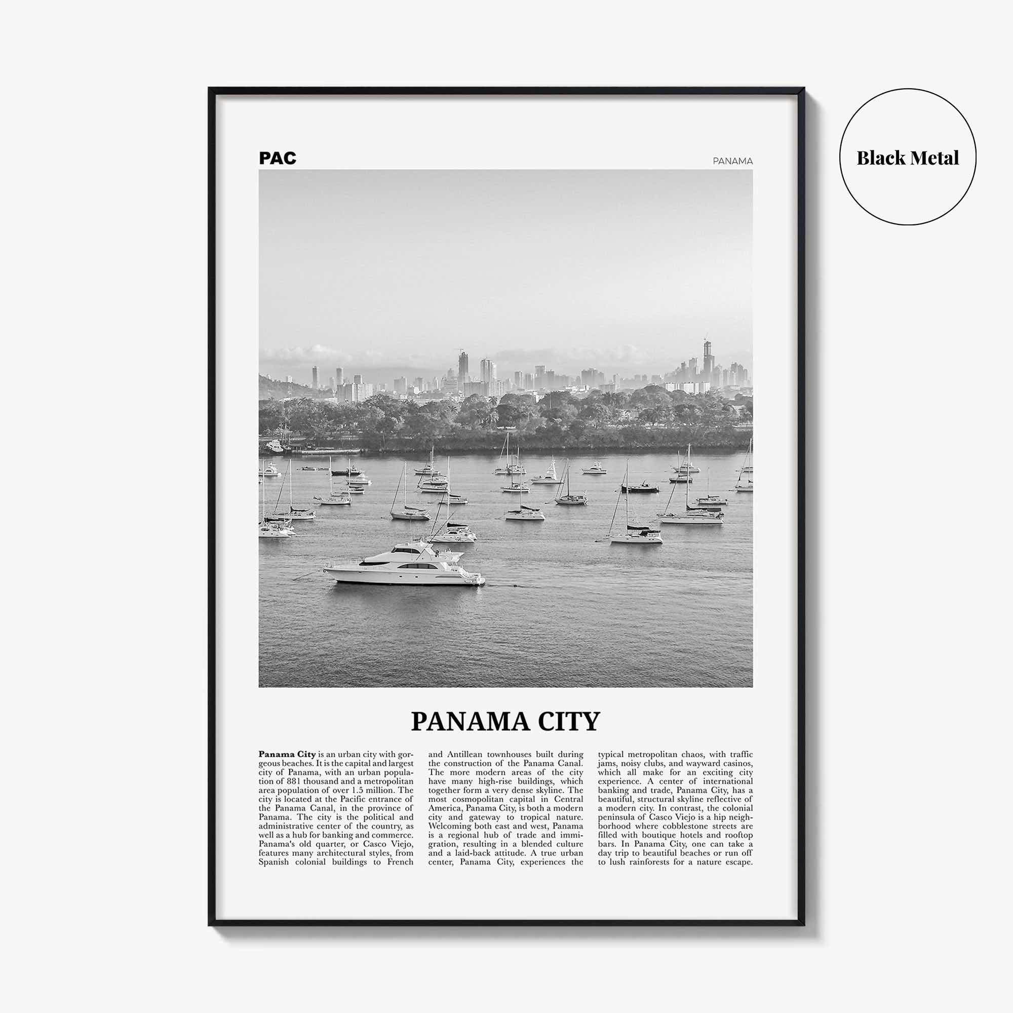 Panama City Print Black and White Panama No 3, Panama City Wall Art, Panama City Poster, Panama City, Ciudad de Panamá Posters, Panama