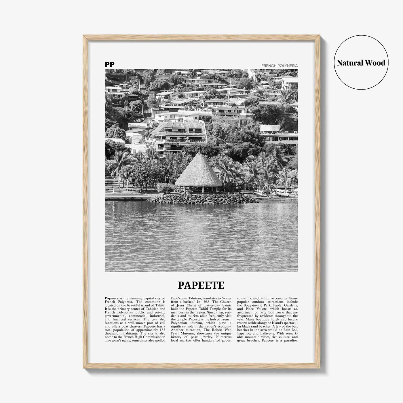 Papeete Print Black and White, Papeete Wall Art, Papeete Poster, Papeete Photo, Papeete Wall Décor, French Polynesia