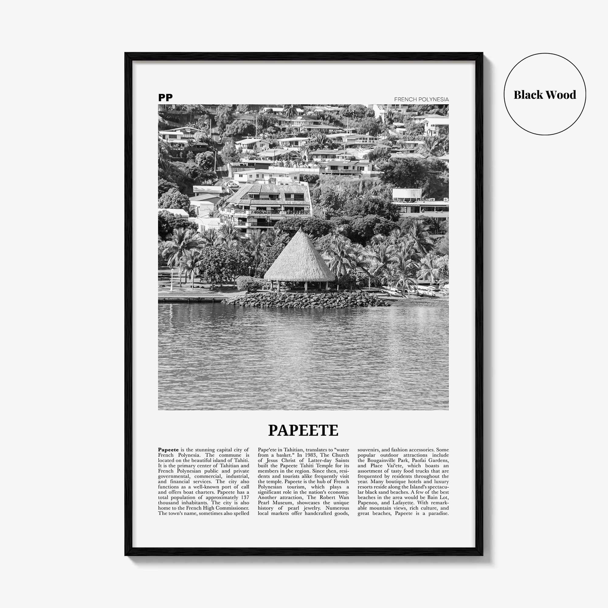 Papeete Print Black and White, Papeete Wall Art, Papeete Poster, Papeete Photo, Papeete Wall Décor, French Polynesia