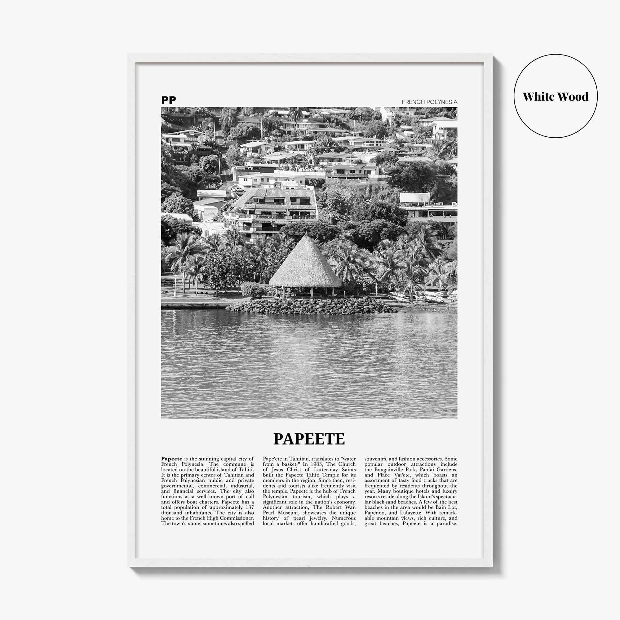 Papeete Print Black and White, Papeete Wall Art, Papeete Poster, Papeete Photo, Papeete Wall Décor, French Polynesia