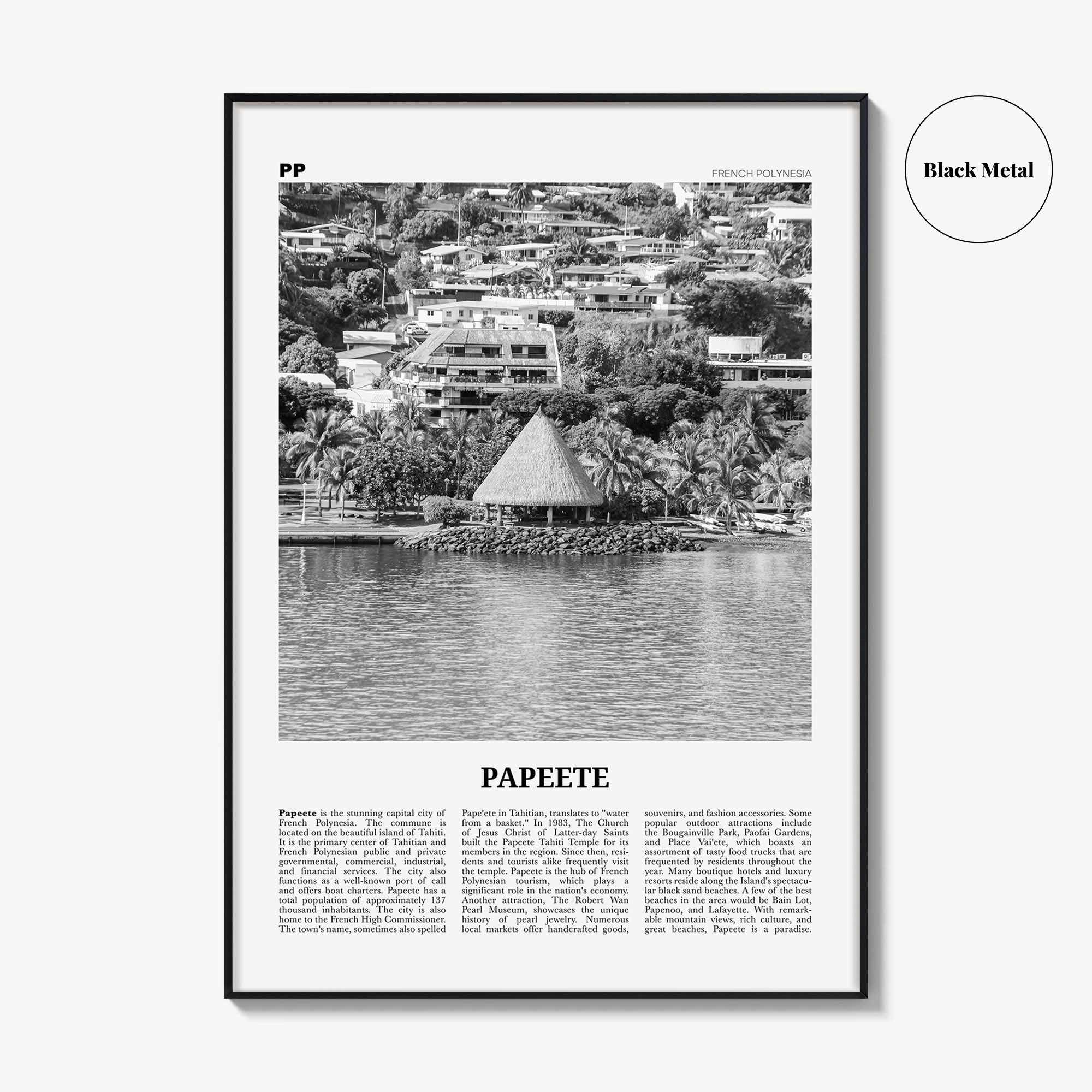 Papeete Print Black and White, Papeete Wall Art, Papeete Poster, Papeete Photo, Papeete Wall Décor, French Polynesia