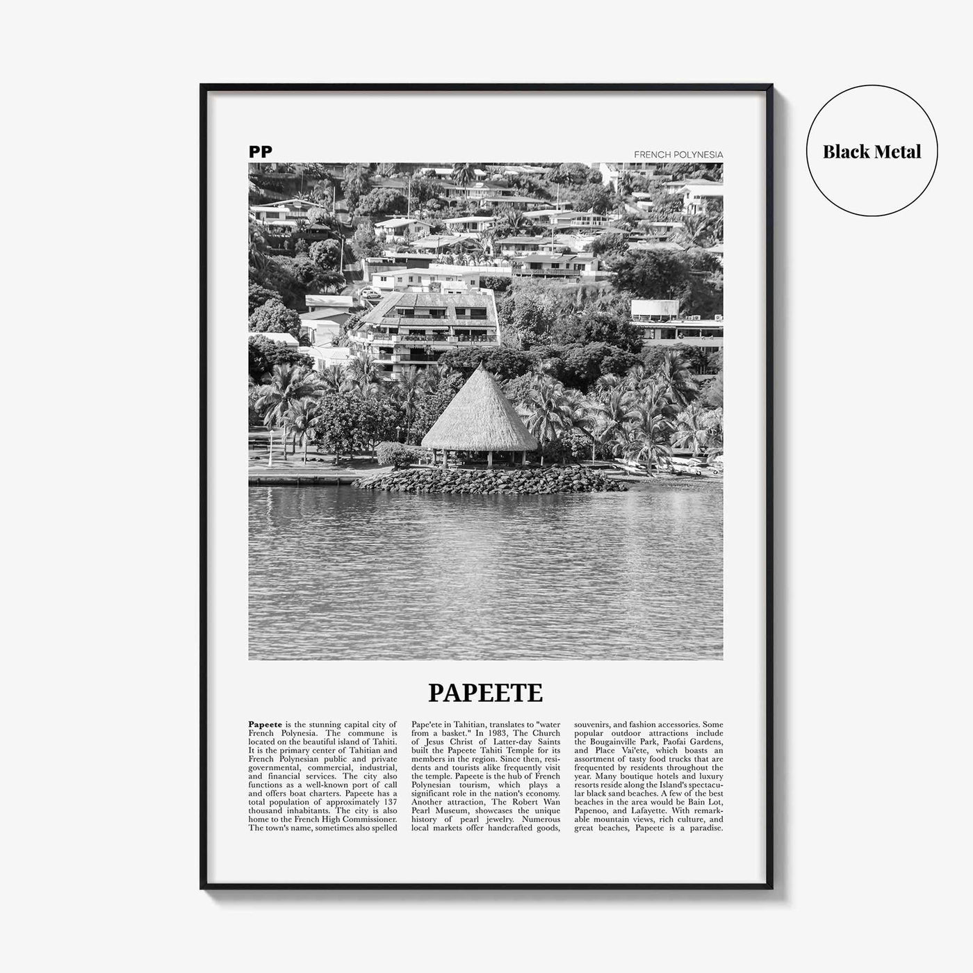 Papeete Print Black and White, Papeete Wall Art, Papeete Poster, Papeete Photo, Papeete Wall Décor, French Polynesia