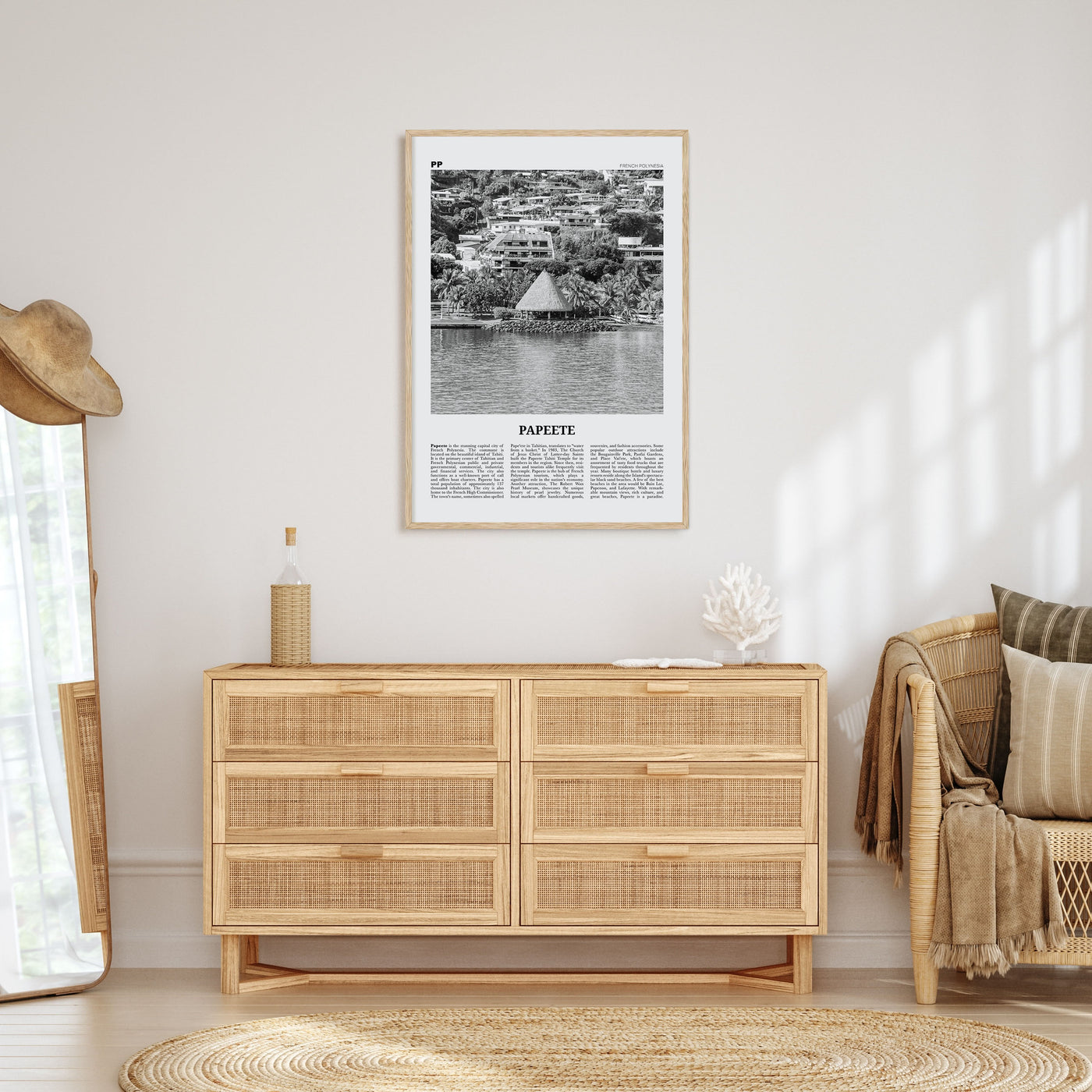 Papeete Travel B&W Poster