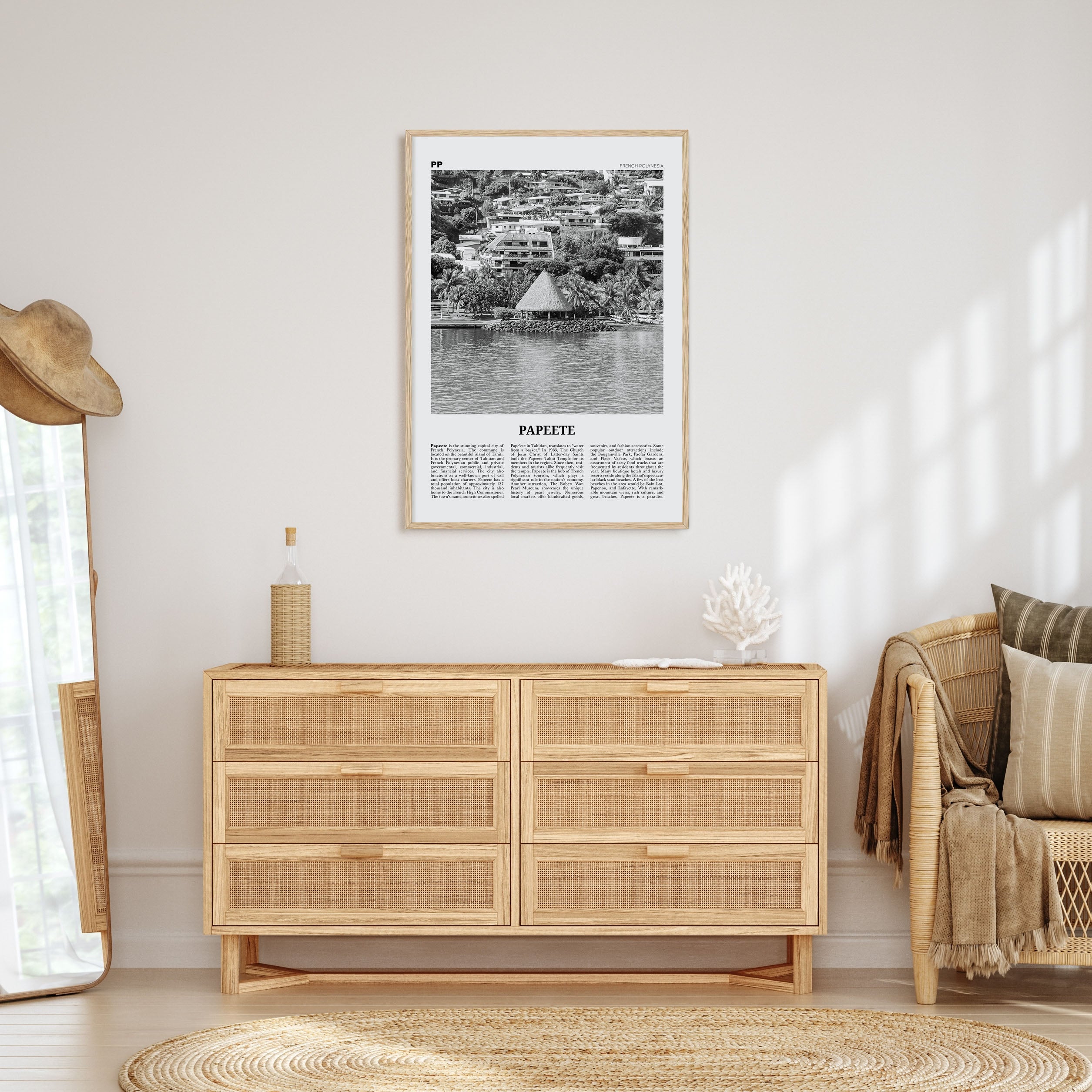 Papeete Travel B&W Poster