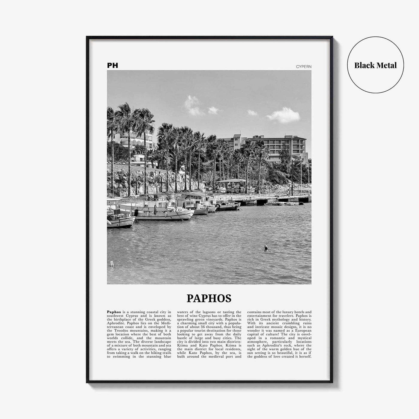 Paphos Print Black and White, Paphos Wall Art, Paphos Poster, Paphos Photo, Paphos Wall Décor, Πάφος, Baf, Cyprus, Pafos