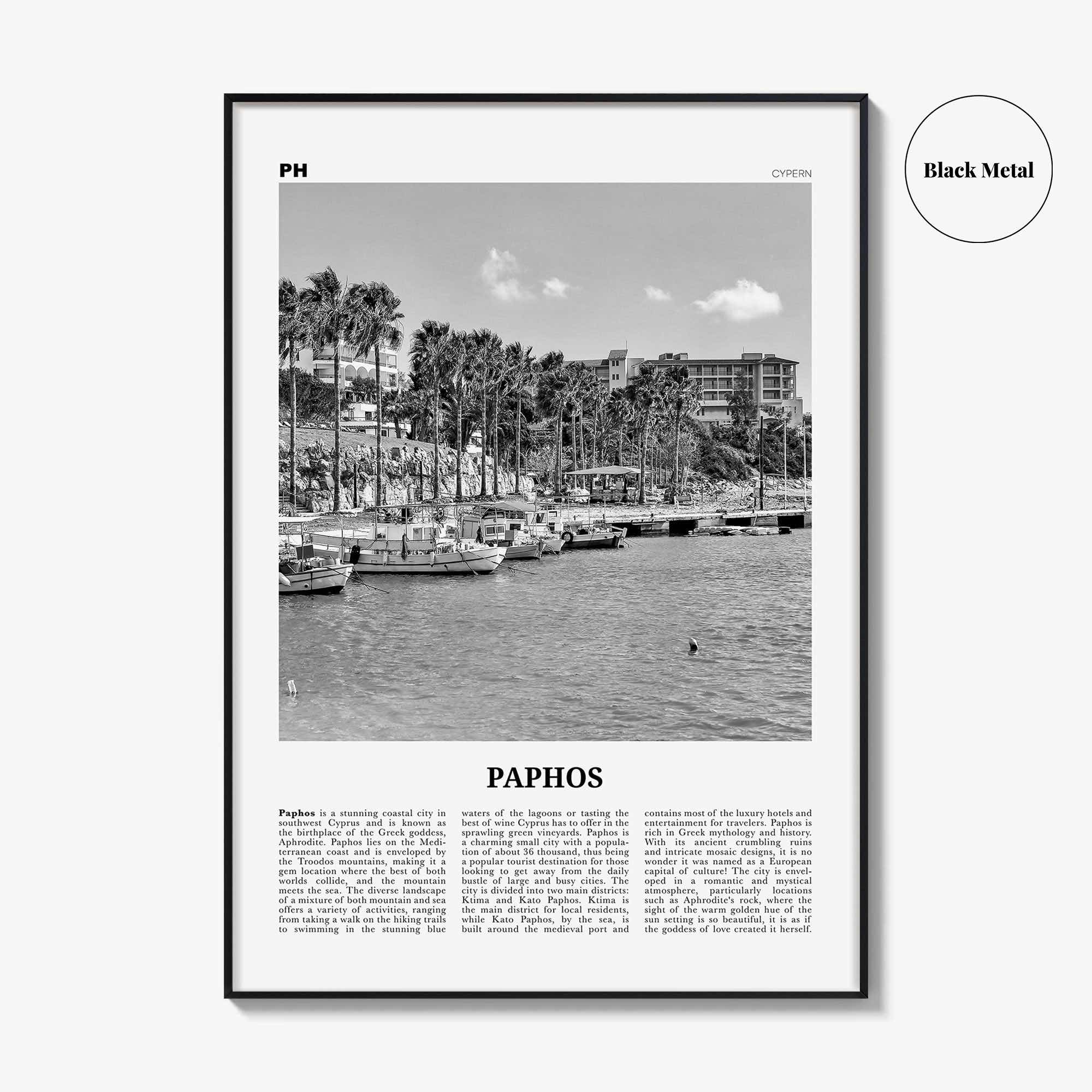 Paphos Print Black and White, Paphos Wall Art, Paphos Poster, Paphos Photo, Paphos Wall Décor, Πάφος, Baf, Cyprus, Pafos