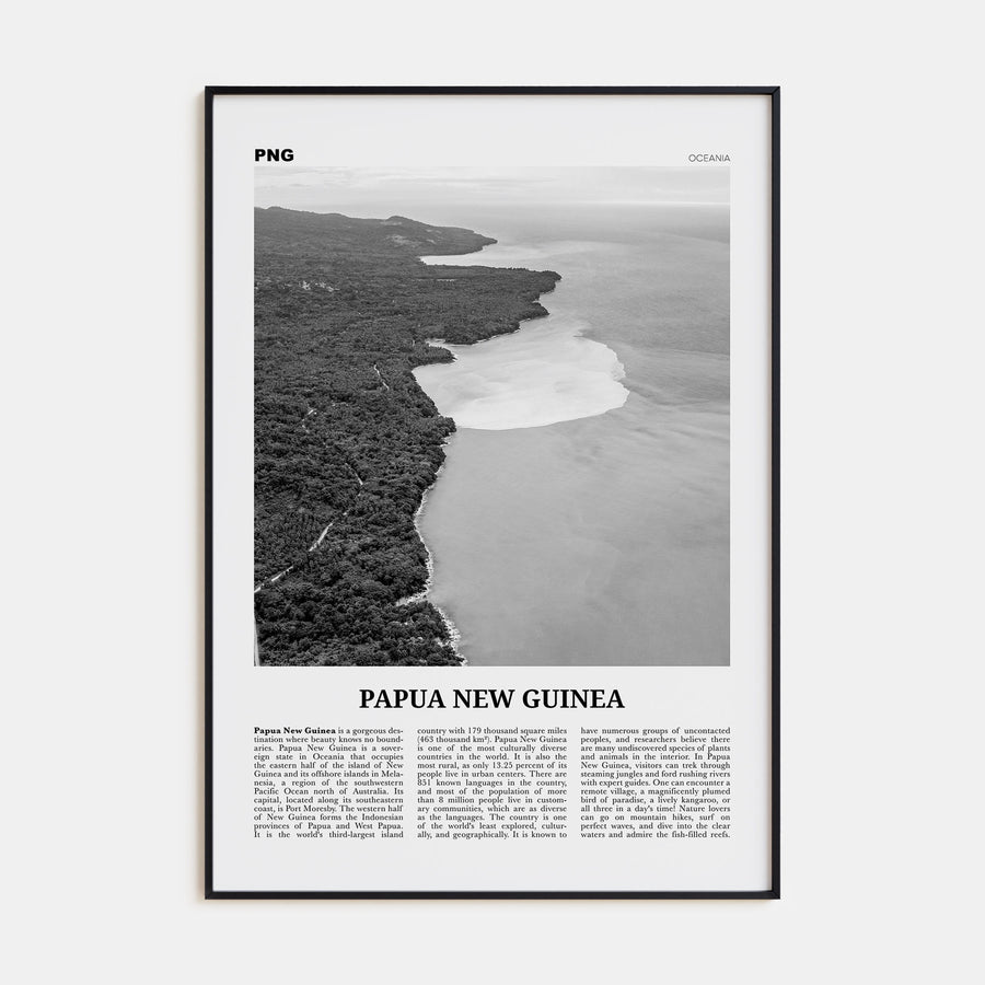 Papua New Guinea Travel B&W Poster