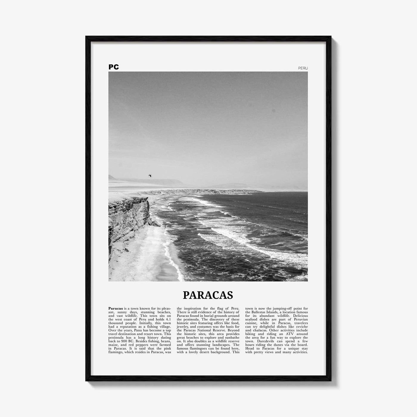 Paracas Print Black and White, Paracas Wall Art, Paracas Poster, Paracas Photo, Paracas Wall Décor, Paracas Map, Peru