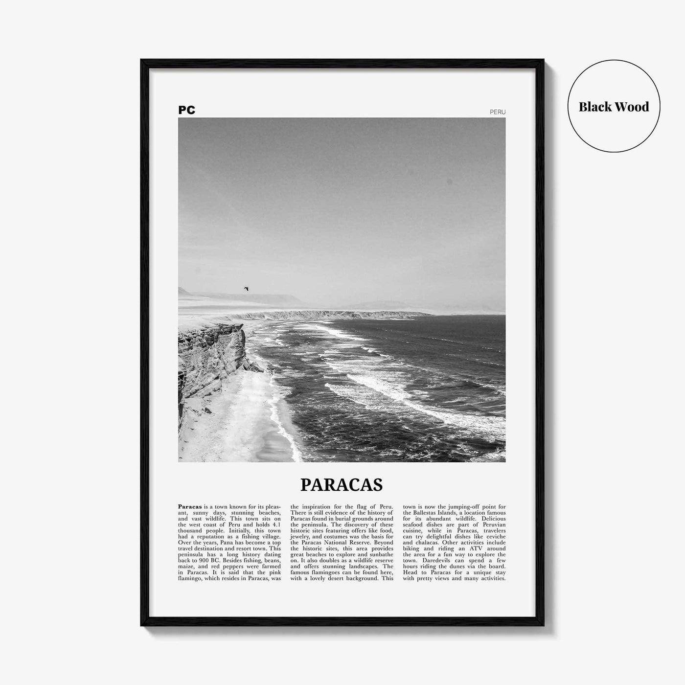 Paracas Print Black and White, Paracas Wall Art, Paracas Poster, Paracas Photo, Paracas Wall Décor, Paracas Map, Peru