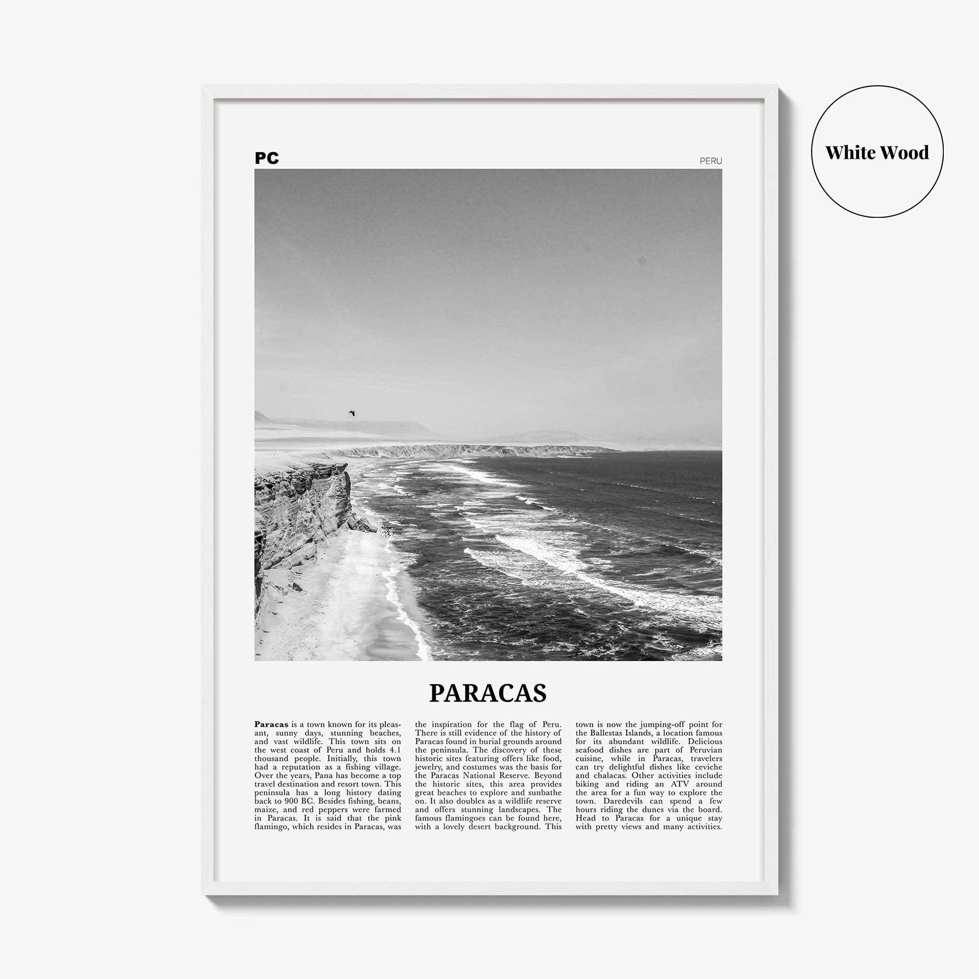 Paracas Print Black and White, Paracas Wall Art, Paracas Poster, Paracas Photo, Paracas Wall Décor, Paracas Map, Peru