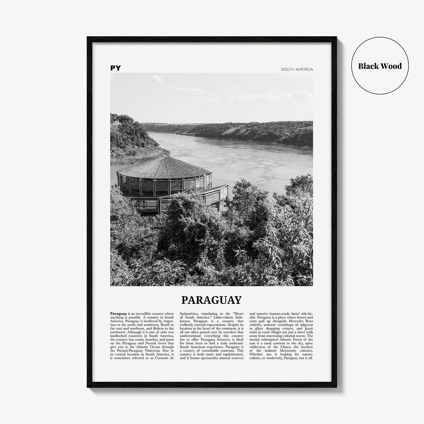 Paraguay Print Black and White No 1, Paraguay Wall Art, Paraguay Poster, Paraguay Photo, Paraguay Wall Decor, Asunción, South America