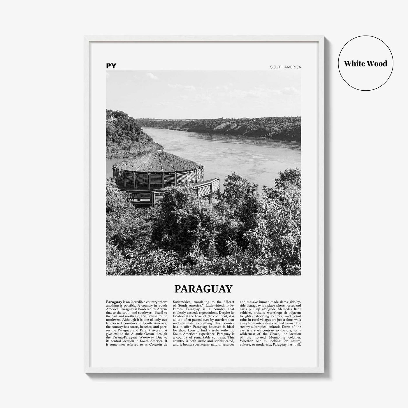 Paraguay Print Black and White No 1, Paraguay Wall Art, Paraguay Poster, Paraguay Photo, Paraguay Wall Decor, Asunción, South America