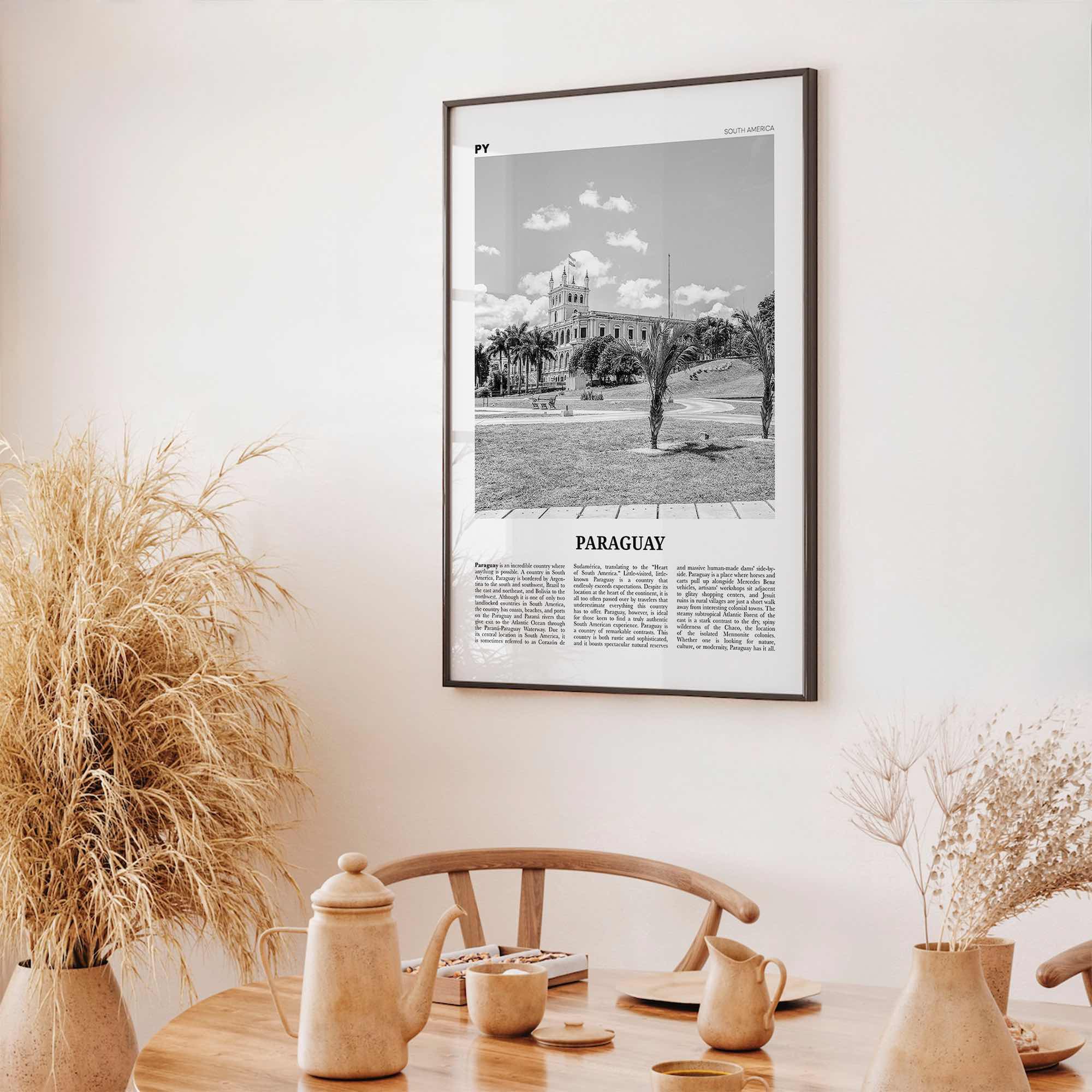Paraguay Print Black and White No 2, Paraguay Wall Art, Paraguay Poster, Paraguay Photo, Paraguay Wall Décor, Paraguay Map, Paraguay