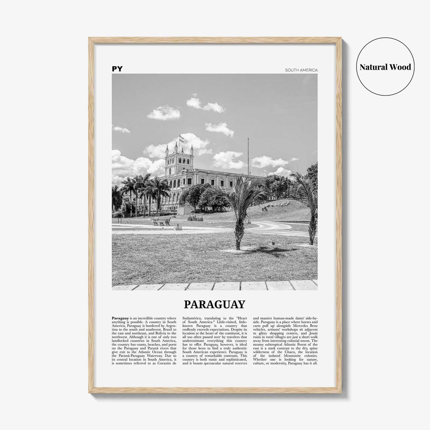 Paraguay Print Black and White No 2, Paraguay Wall Art, Paraguay Poster, Paraguay Photo, Paraguay Wall Décor, Paraguay Map, Paraguay