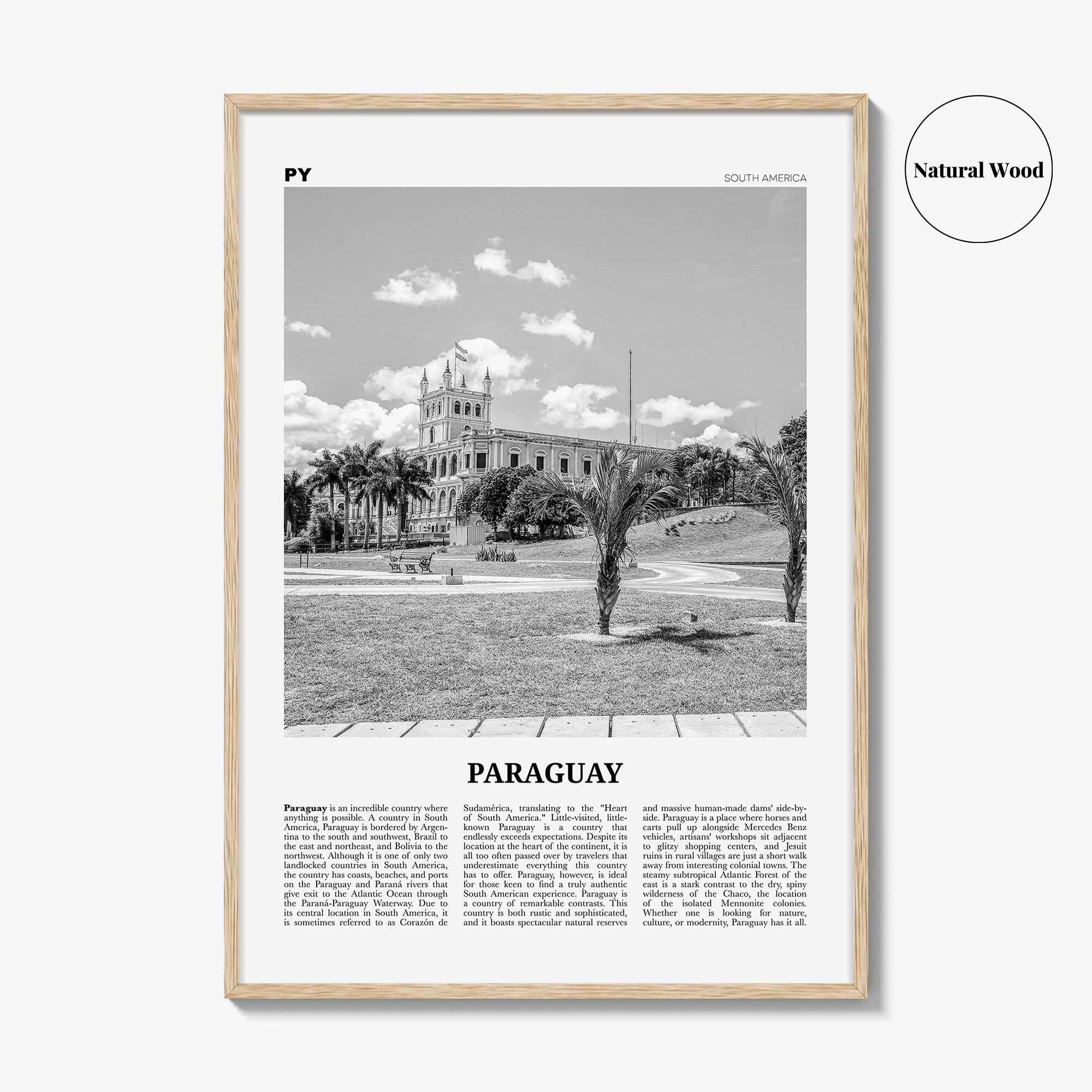 Paraguay Print Black and White No 2, Paraguay Wall Art, Paraguay Poster, Paraguay Photo, Paraguay Wall Décor, Paraguay Map, Paraguay