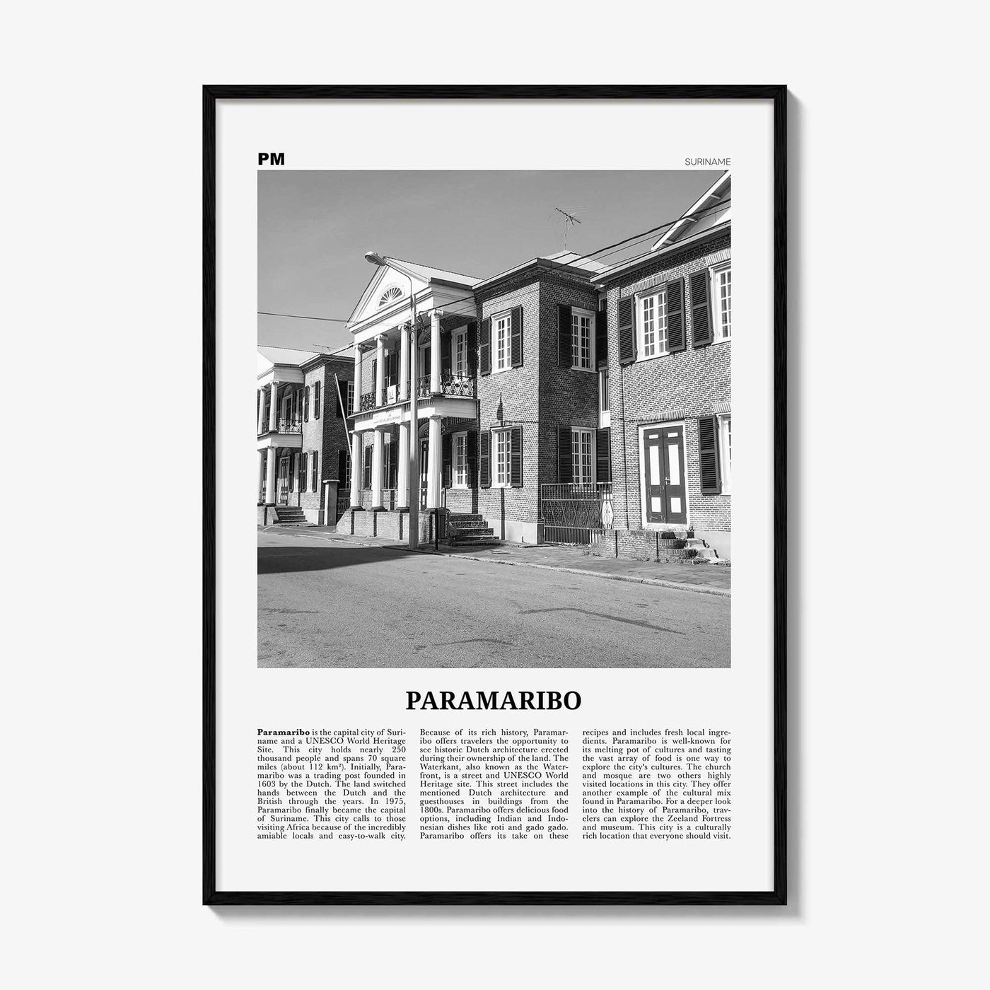 Paramaribo Print Black and White, Paramaribo Wall Art, Paramaribo Poster, Paramaribo Photo, Paramaribo Wall Décor, Paramaribo Map, Suriname