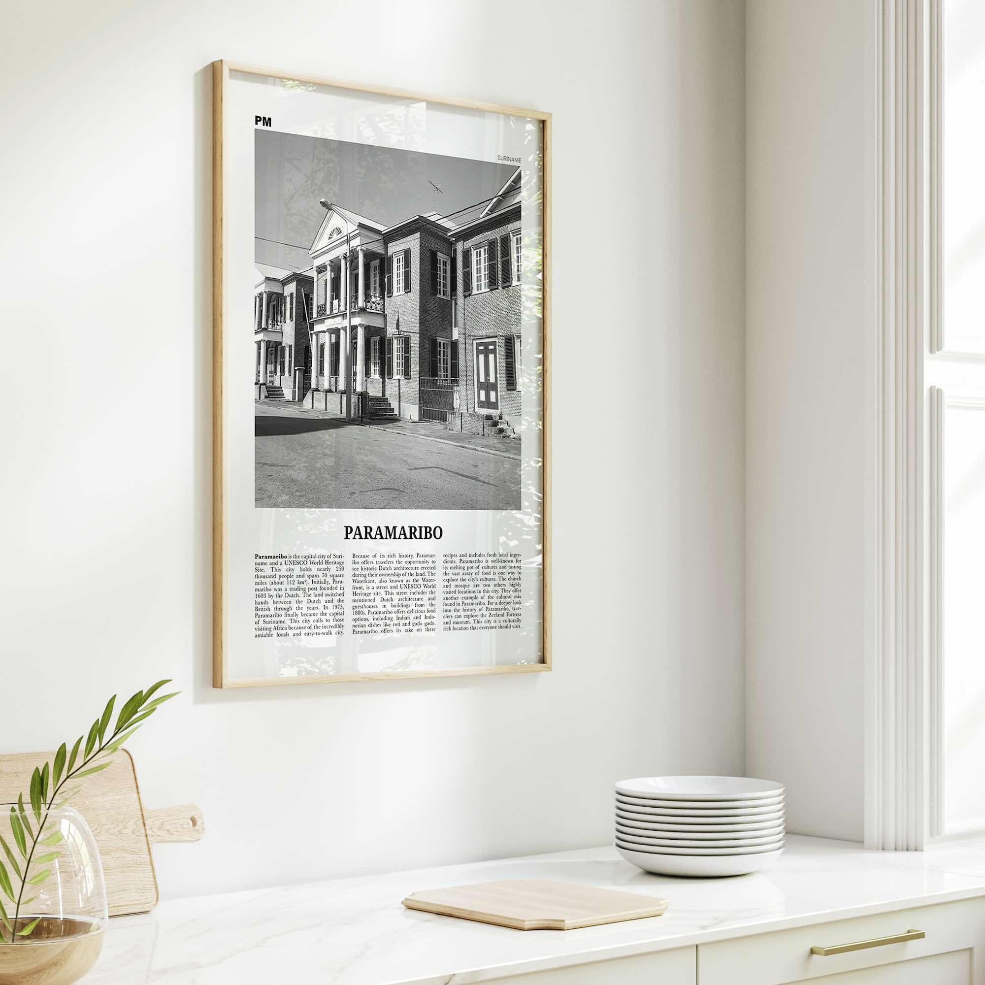 Paramaribo Print Black and White, Paramaribo Wall Art, Paramaribo Poster, Paramaribo Photo, Paramaribo Wall Décor, Paramaribo Map, Suriname