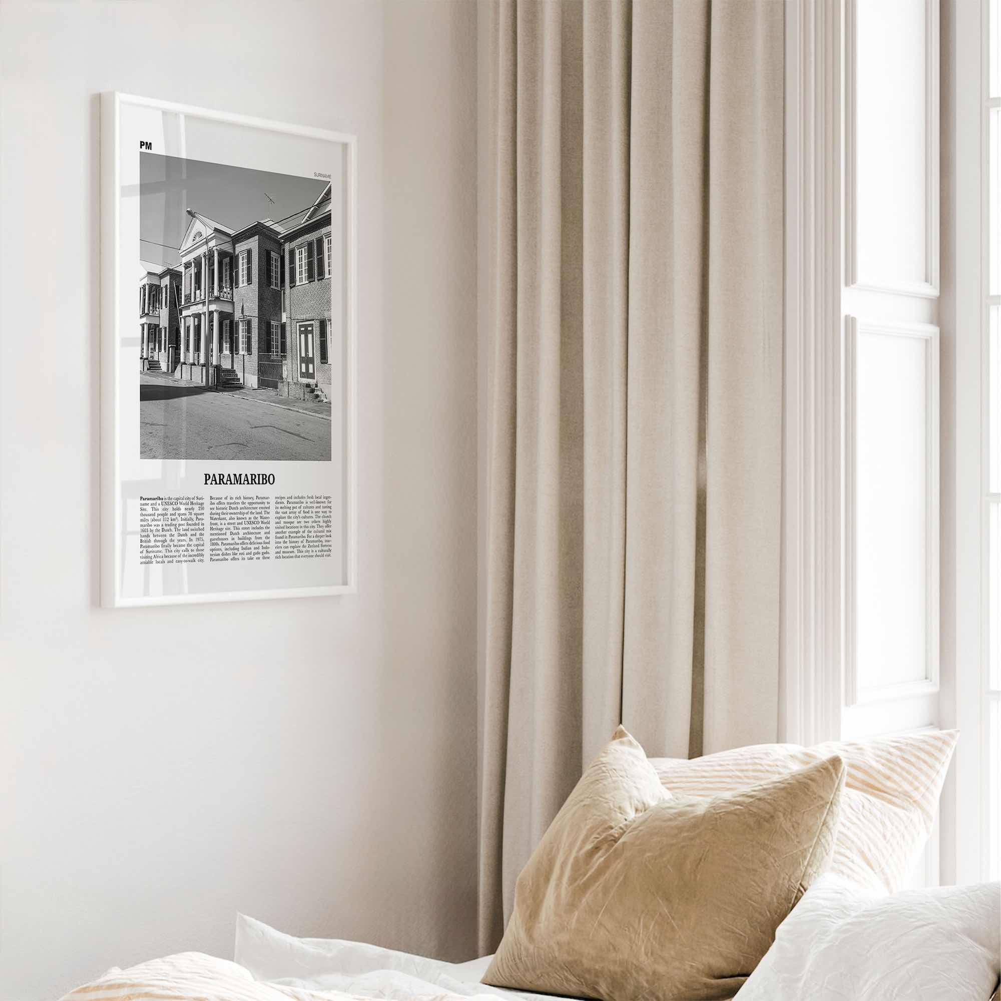 Paramaribo Print Black and White, Paramaribo Wall Art, Paramaribo Poster, Paramaribo Photo, Paramaribo Wall Décor, Paramaribo Map, Suriname