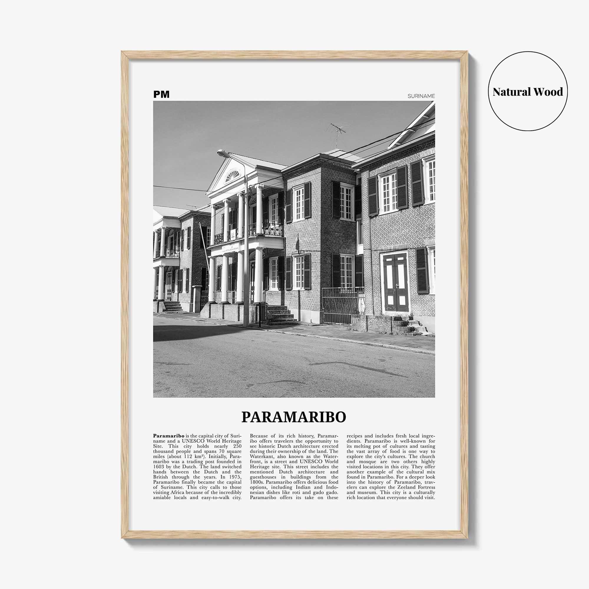 Paramaribo Print Black and White, Paramaribo Wall Art, Paramaribo Poster, Paramaribo Photo, Paramaribo Wall Décor, Paramaribo Map, Suriname