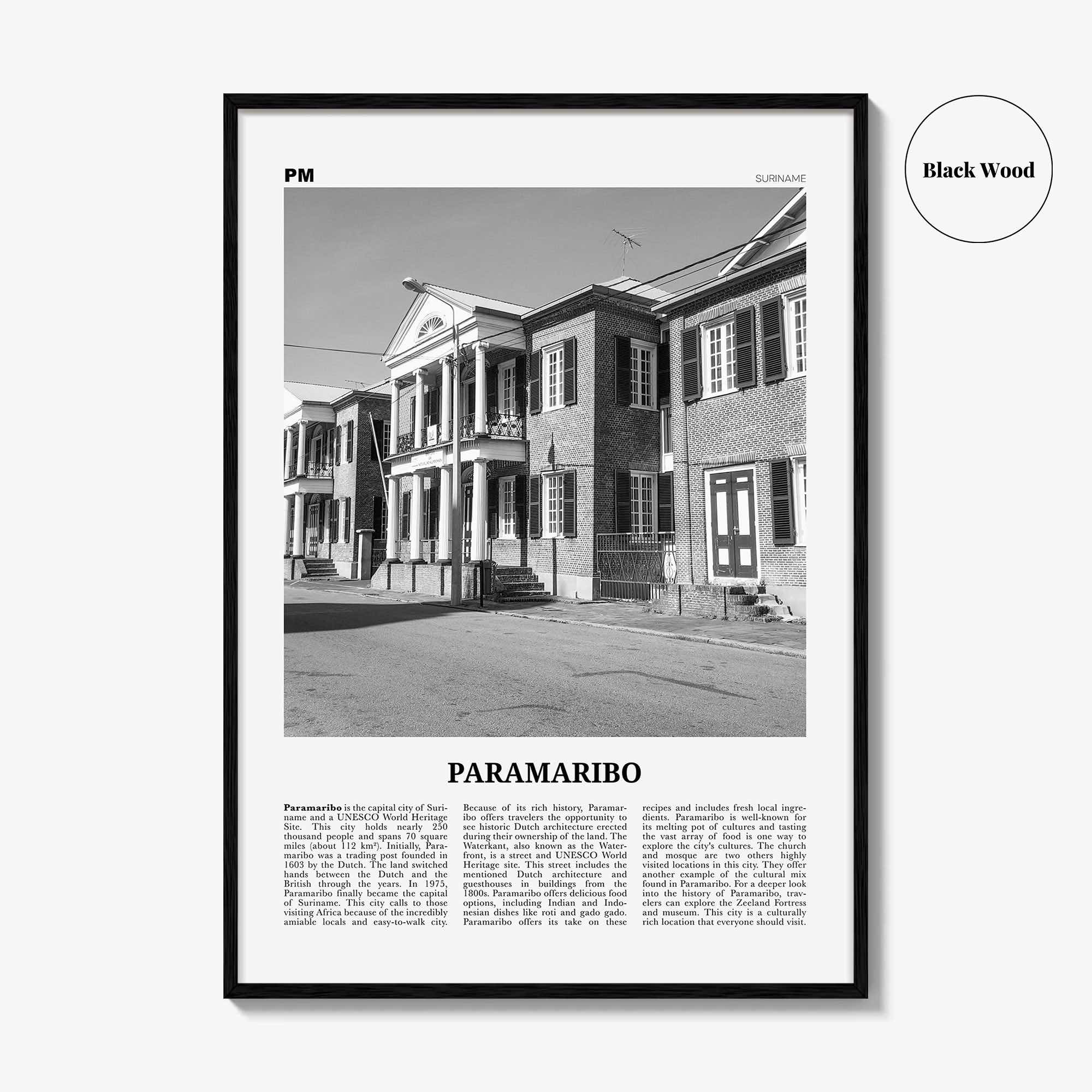 Paramaribo Print Black and White, Paramaribo Wall Art, Paramaribo Poster, Paramaribo Photo, Paramaribo Wall Décor, Paramaribo Map, Suriname