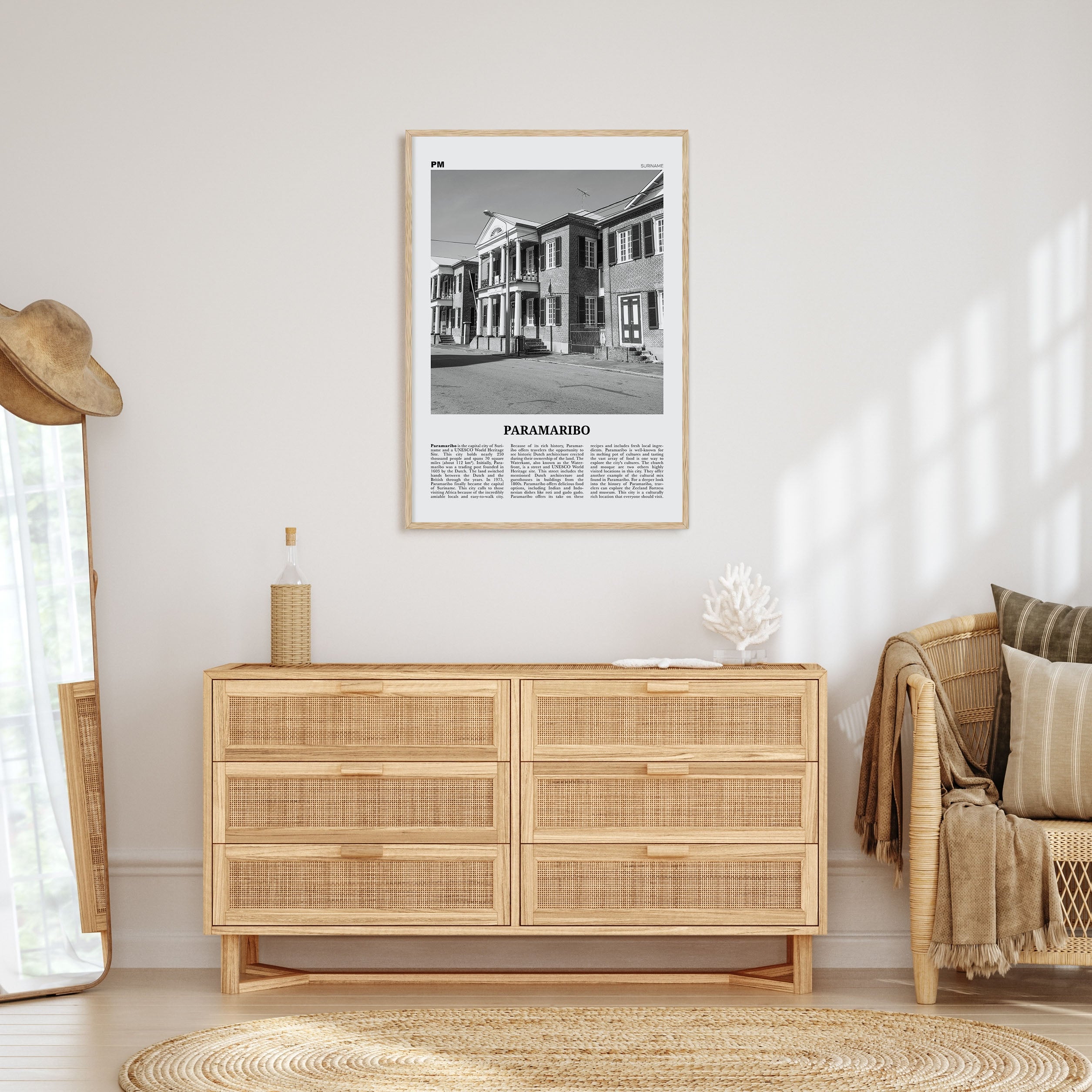 Paramaribo Travel B&W Poster