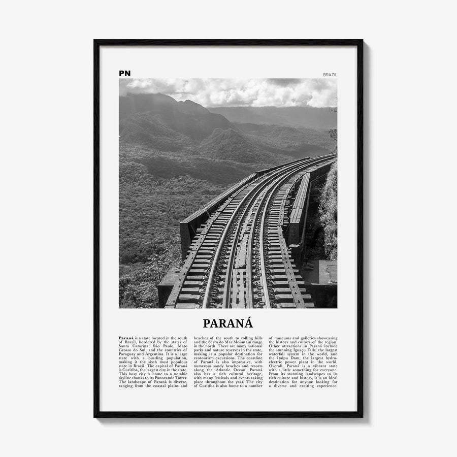 Parana Print Black and White, Paraná Wall Art, Paraná Poster, Paraná Photo, Paraná Wall Décor, Paraná Map, Brazil