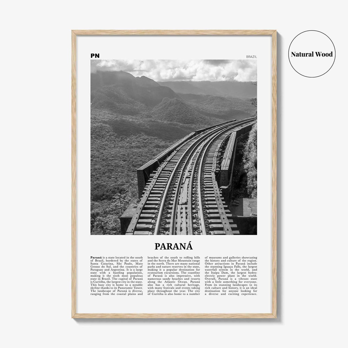 Parana Print Black and White, Paraná Wall Art, Paraná Poster, Paraná Photo, Paraná Wall Décor, Paraná Map, Brazil