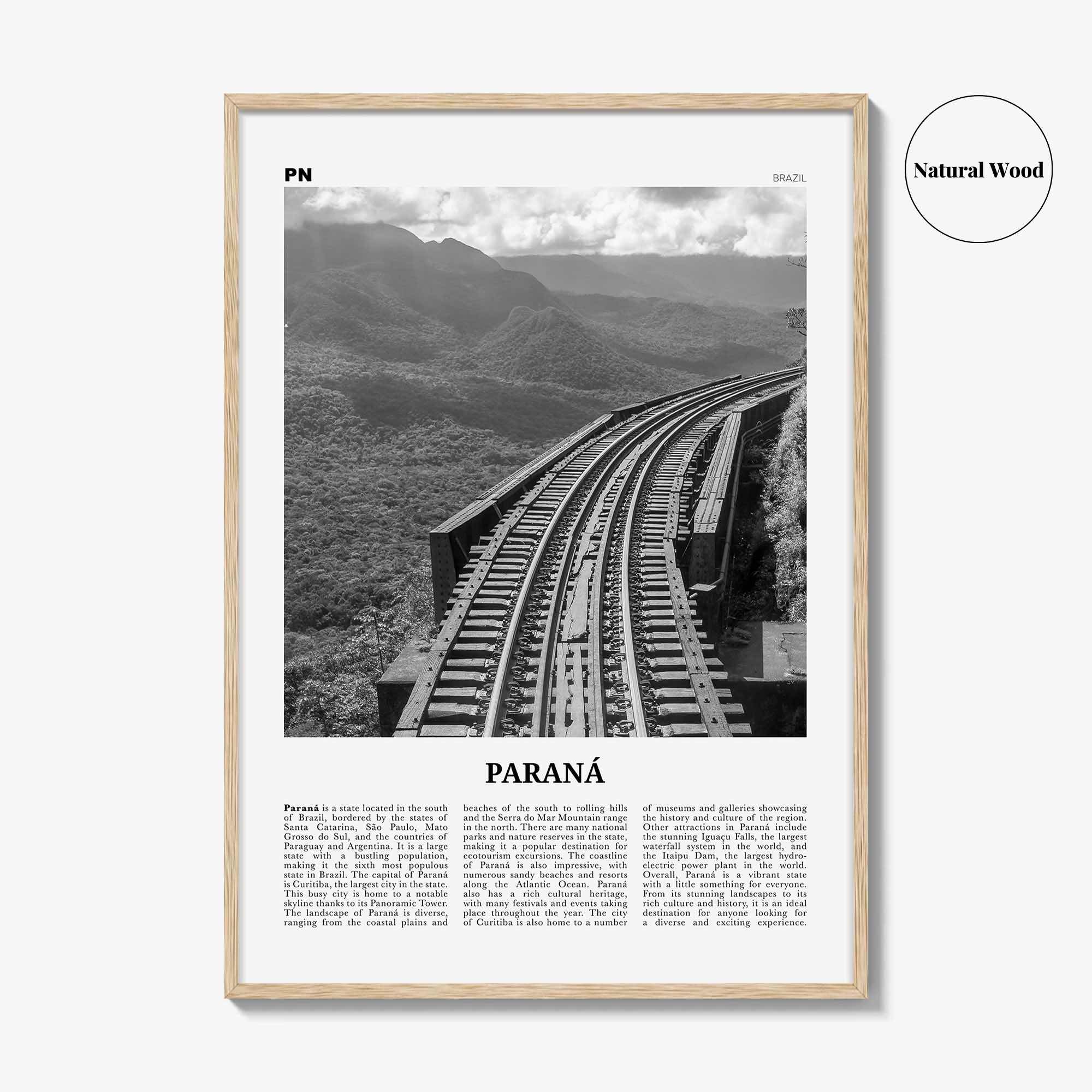 Parana Print Black and White, Paraná Wall Art, Paraná Poster, Paraná Photo, Paraná Wall Décor, Paraná Map, Brazil