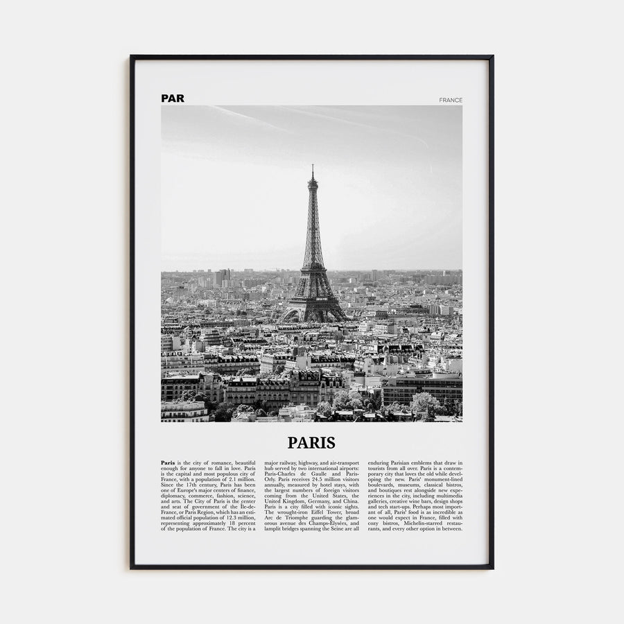Paris Travel B&W No 1 Poster