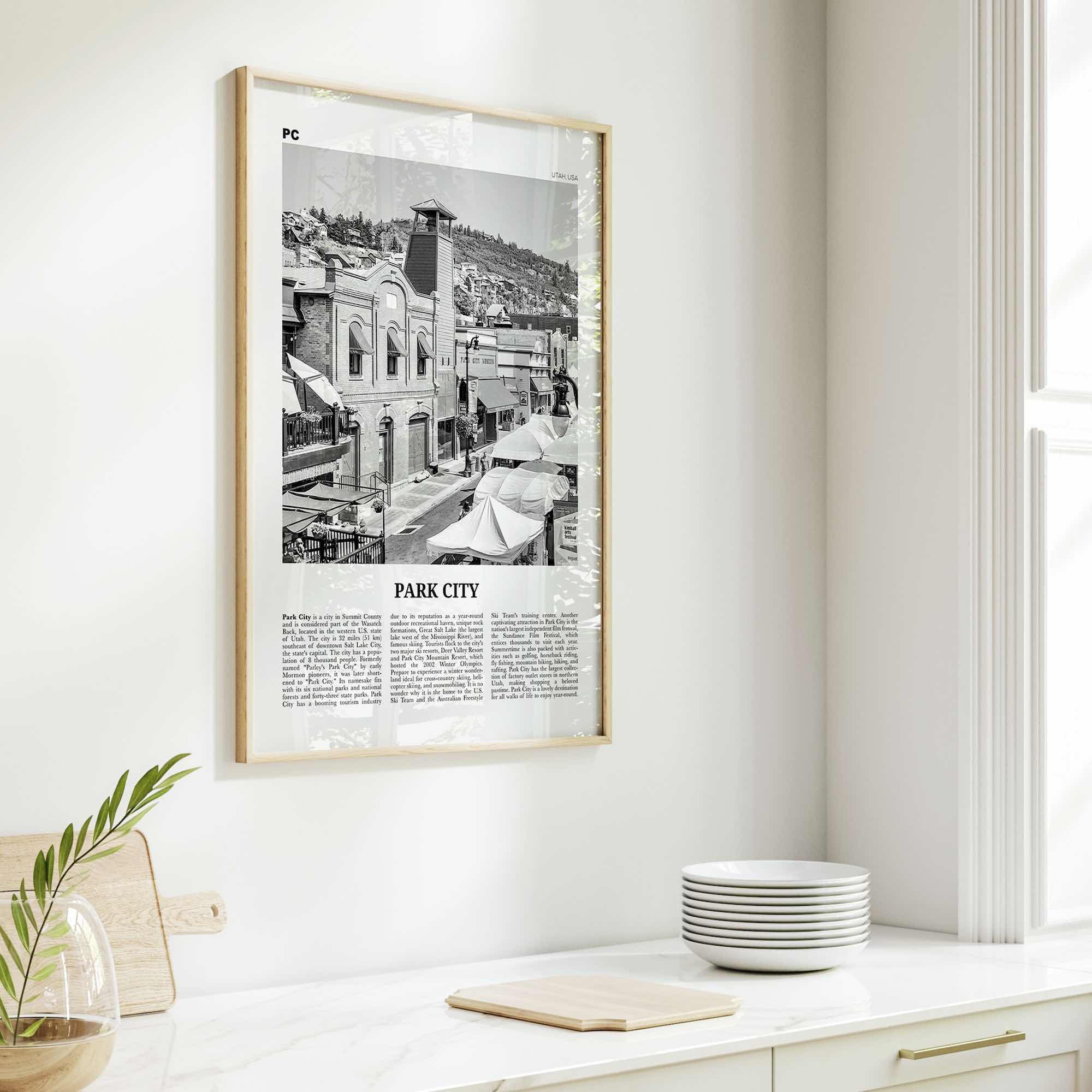 Park City Print Black and White, Park City Wall Art, Park City Poster, Park City Photo, Utah, USA, United States, North America