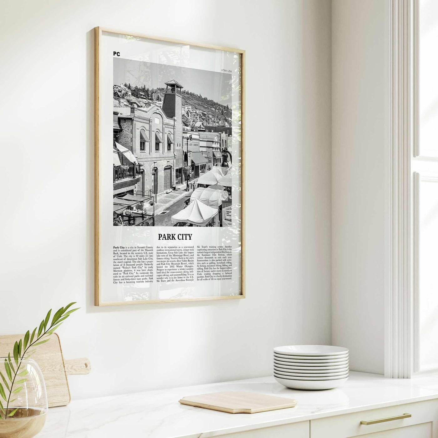 Park City Print Black and White, Park City Wall Art, Park City Poster, Park City Photo, Utah, USA, United States, North America