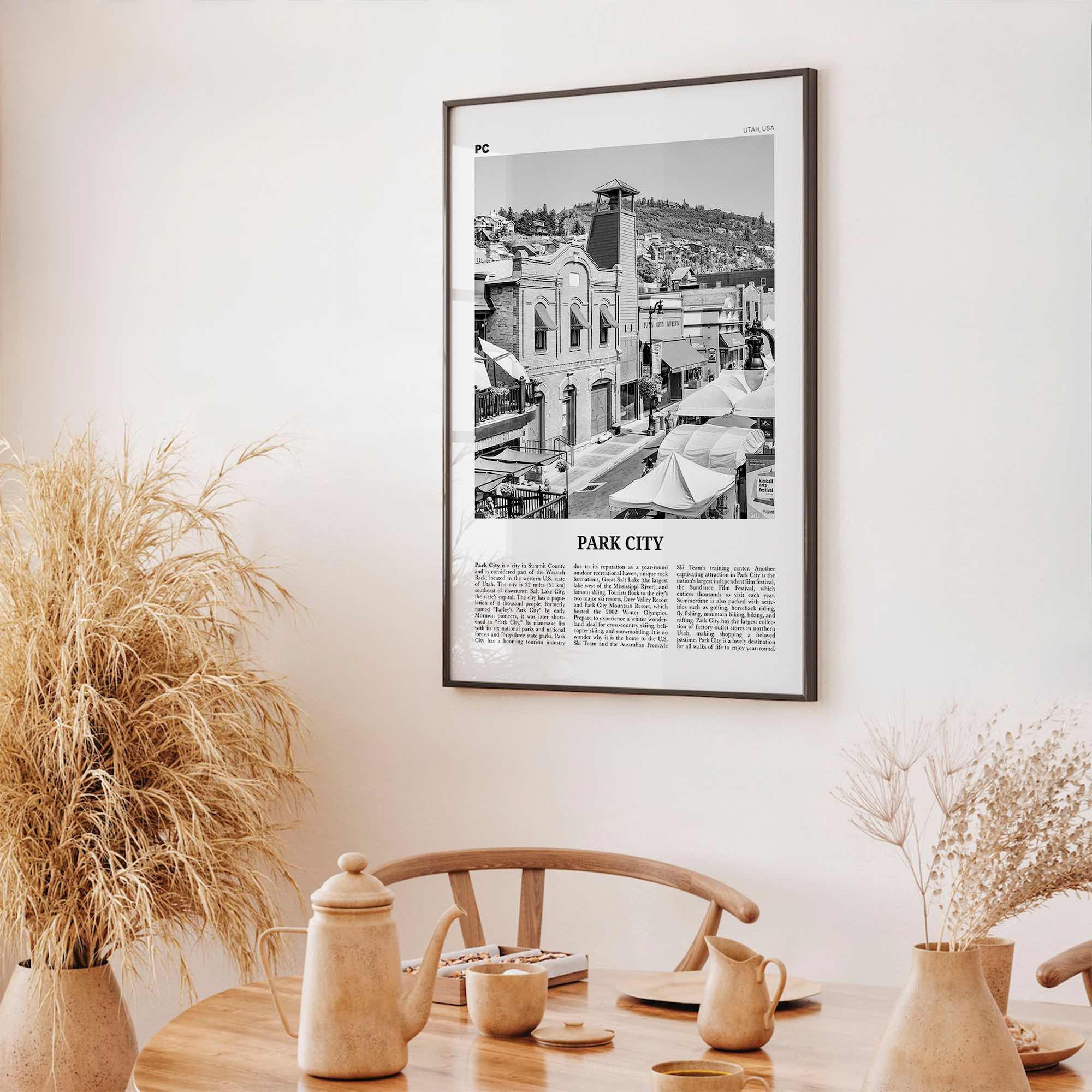 Park City Print Black and White, Park City Wall Art, Park City Poster, Park City Photo, Utah, USA, United States, North America
