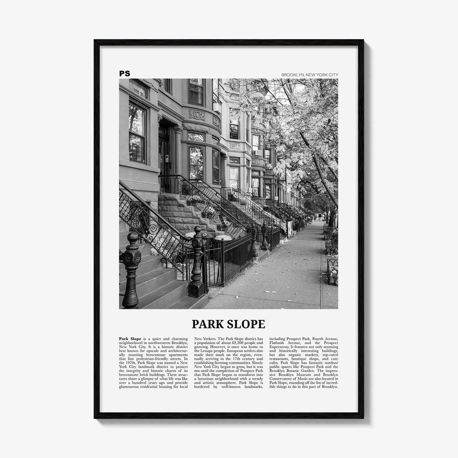 Park Slope Print Black and White, Park Slope Wall Art, Park Slope Poster, Park Slope Photo, Park Slope Wall Décor, Brooklyn, New York, USA