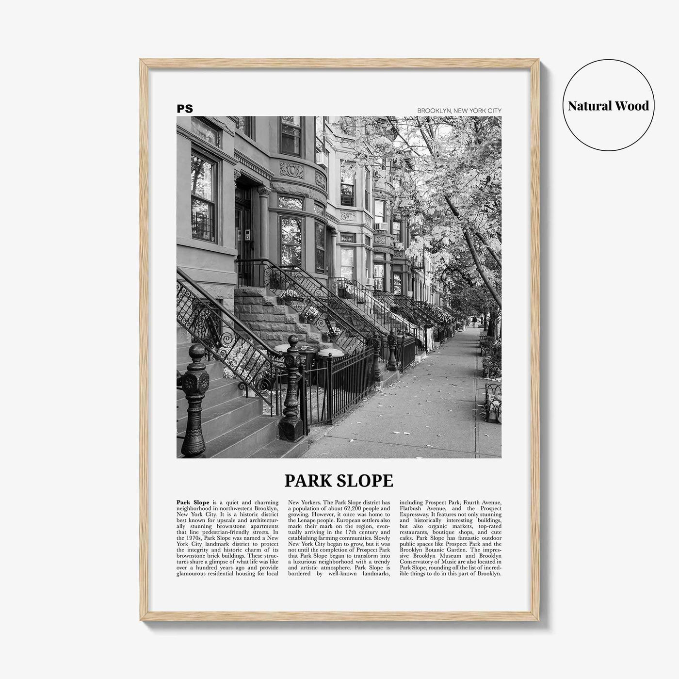 Park Slope Print Black and White, Park Slope Wall Art, Park Slope Poster, Park Slope Photo, Park Slope Wall Décor, Brooklyn, New York, USA