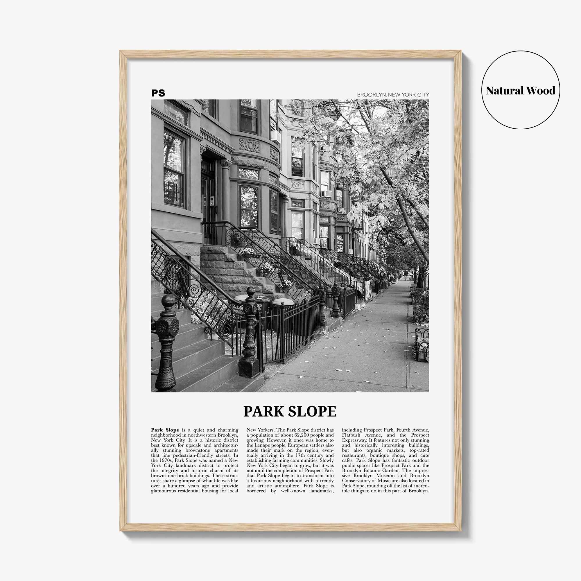 Park Slope Print Black and White, Park Slope Wall Art, Park Slope Poster, Park Slope Photo, Park Slope Wall Décor, Brooklyn, New York, USA